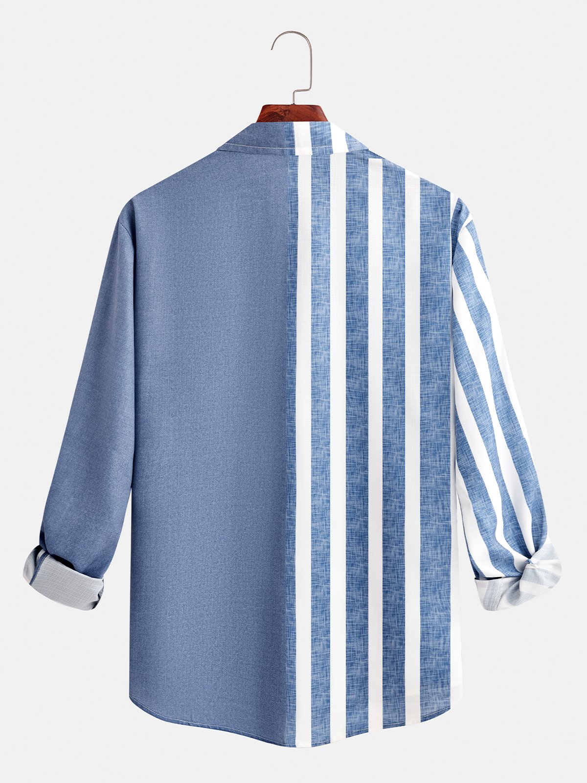 Hardaddy Striped Contrast Color Long Sleeve Shirt Casual Style Lapel Collar Top