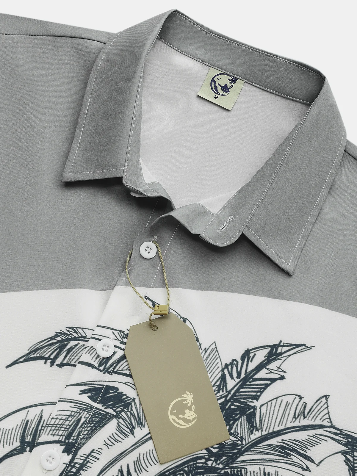Hardaddy Mens Coconut Print Lapel Loose Short Sleeve Trendy Hawaiian Shirt