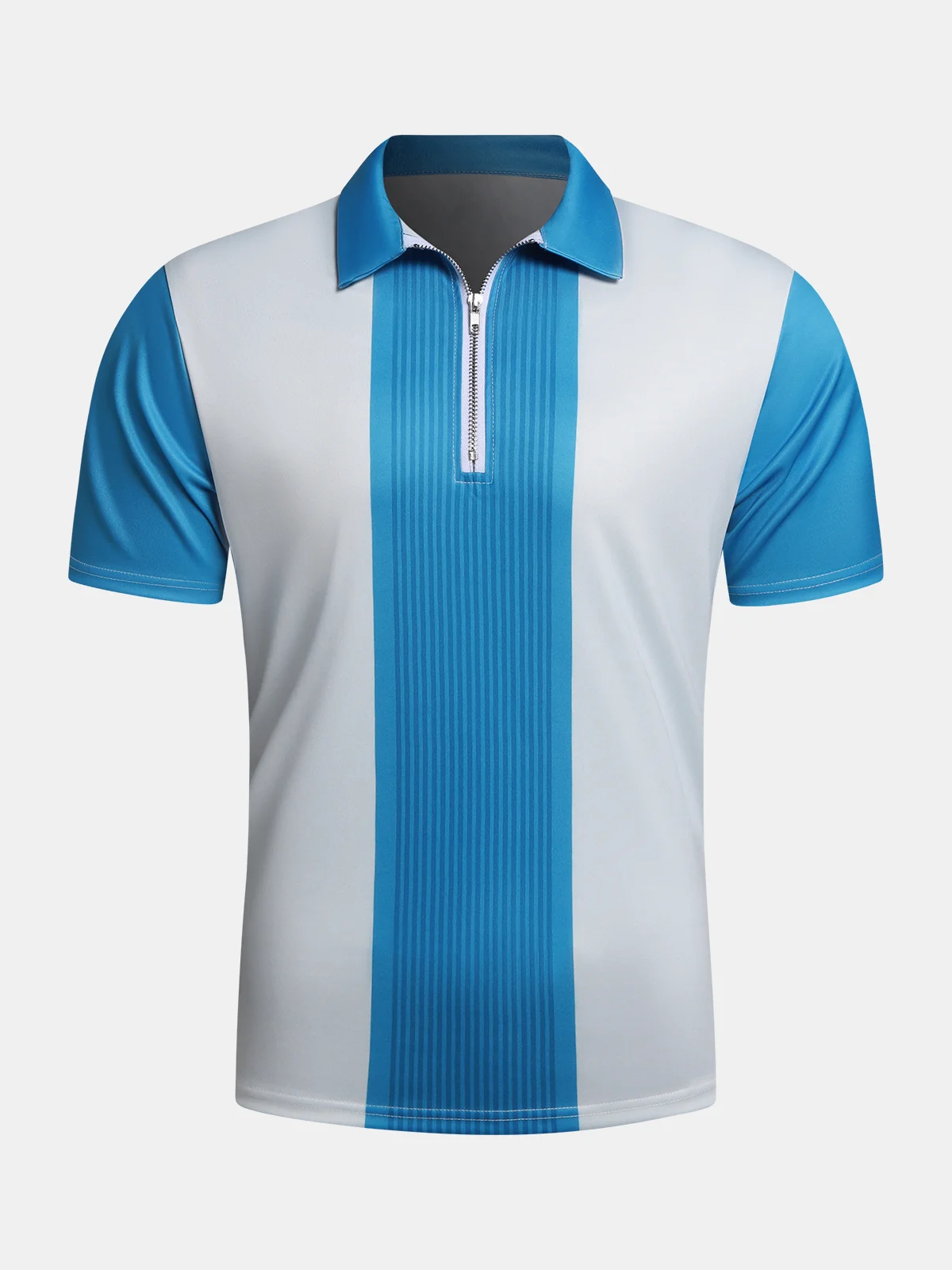 Casual Art Collection Geometric Stripe Pattern Lapel Short Sleeve Polo Print Top