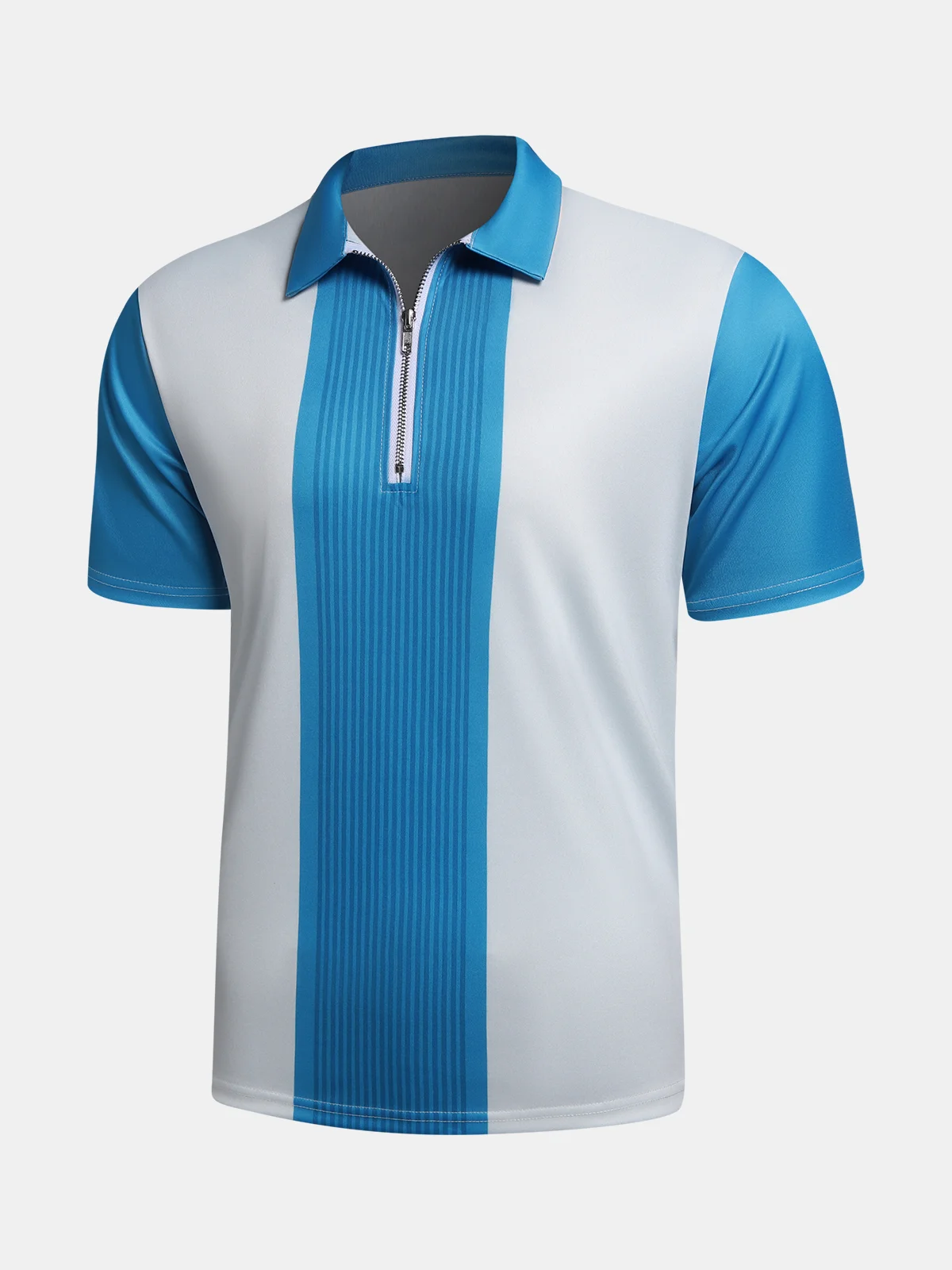 Casual Art Collection Geometric Stripe Pattern Lapel Short Sleeve Polo Print Top