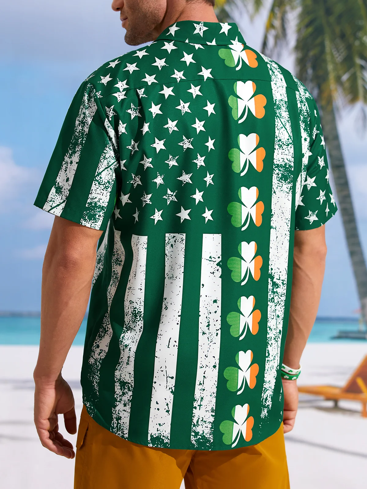 Hardaddy Hawaiian Button Up Shirt for Men Green St. Patrick's Day Lucky ...