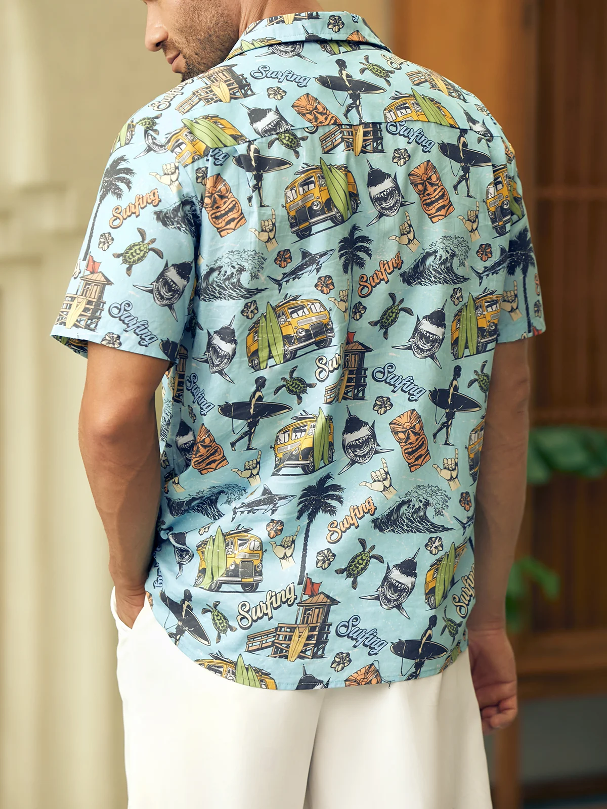Hardaddy® Cotton Beach Surfing Chest Pocket Resort Shirt
