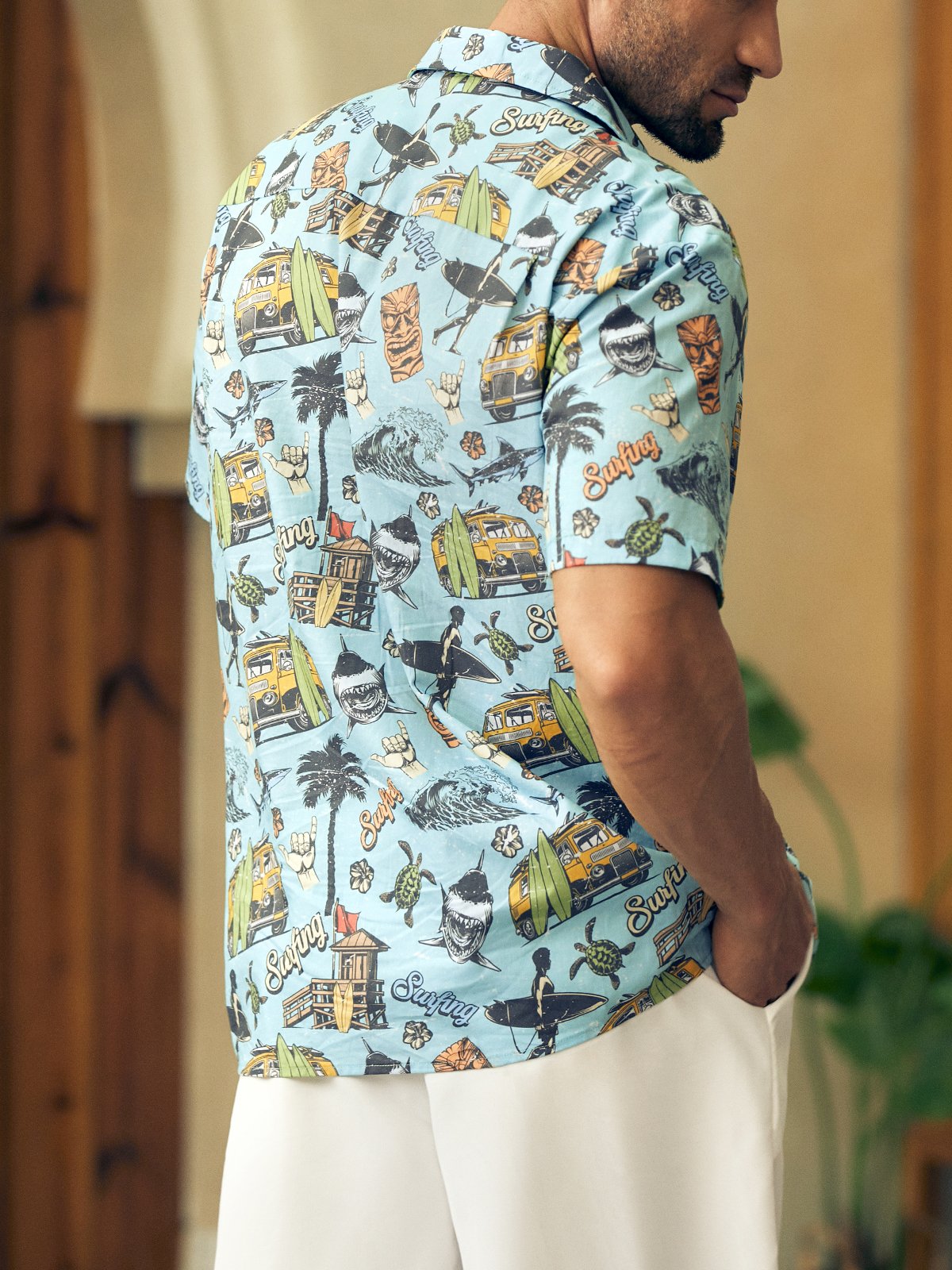 Hardaddy® Cotton Beach Surfing Chest Pocket Resort Shirt