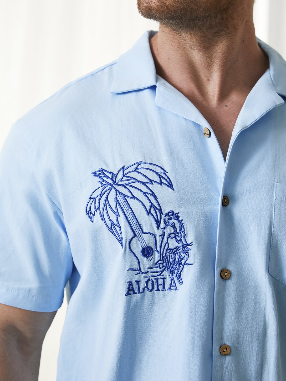 Hardaddy® Cotton Hula Girl Embroidered Aloha Shirt