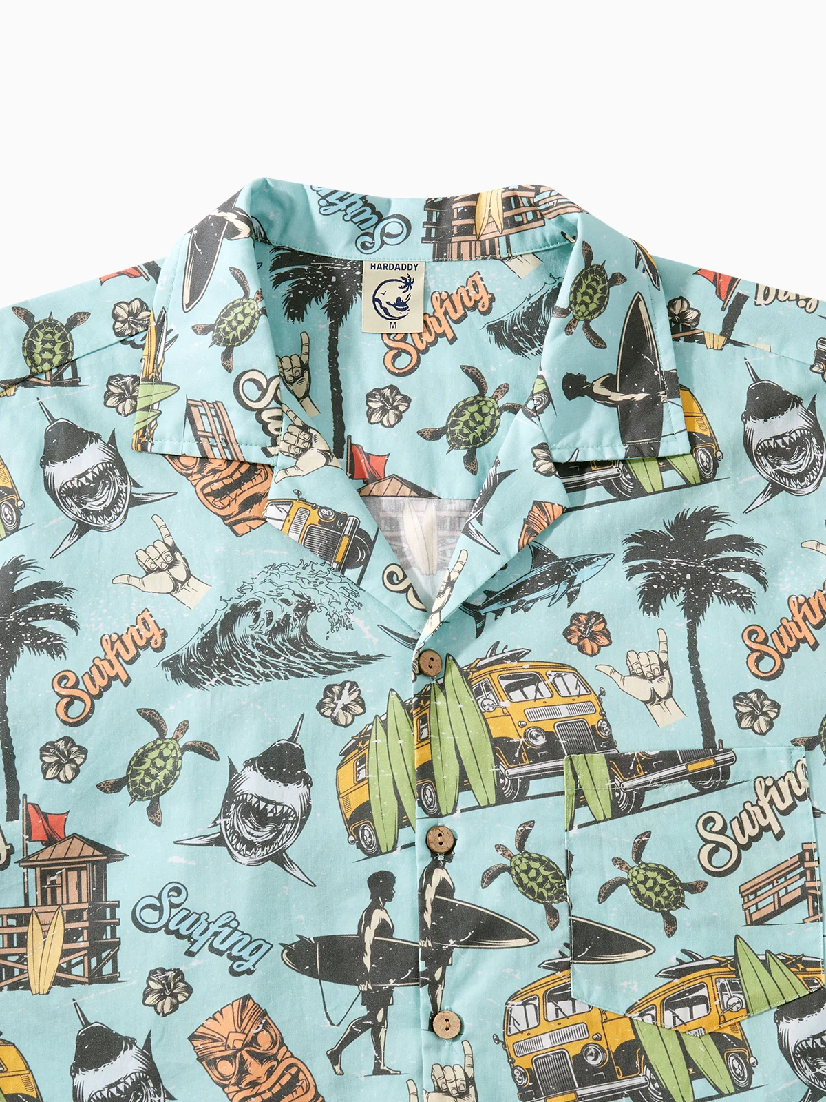 Hardaddy® Cotton Beach Surfing Chest Pocket Resort Shirt