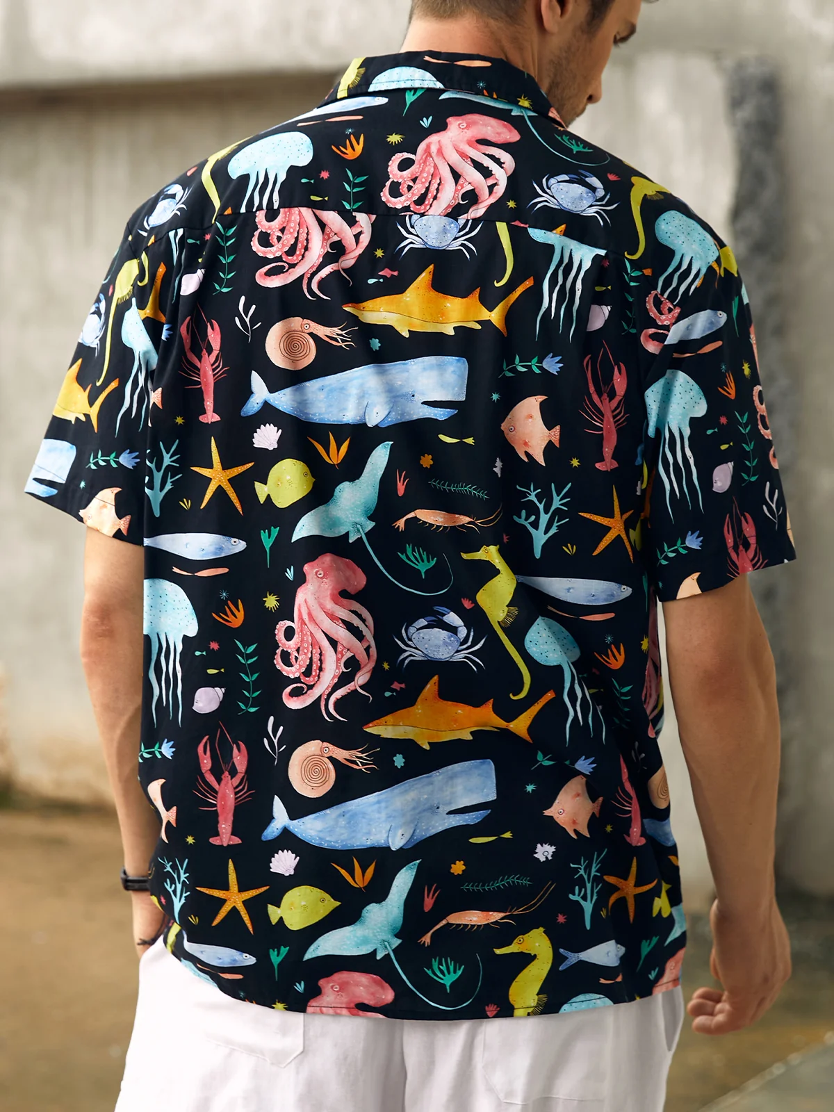 Hardaddy® Cotton Marine Life Aloha Shirt