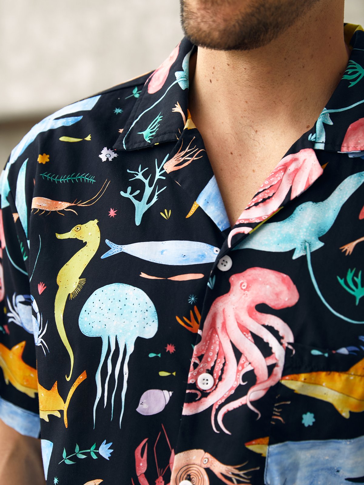 Hardaddy® Cotton Marine Life Aloha Shirt