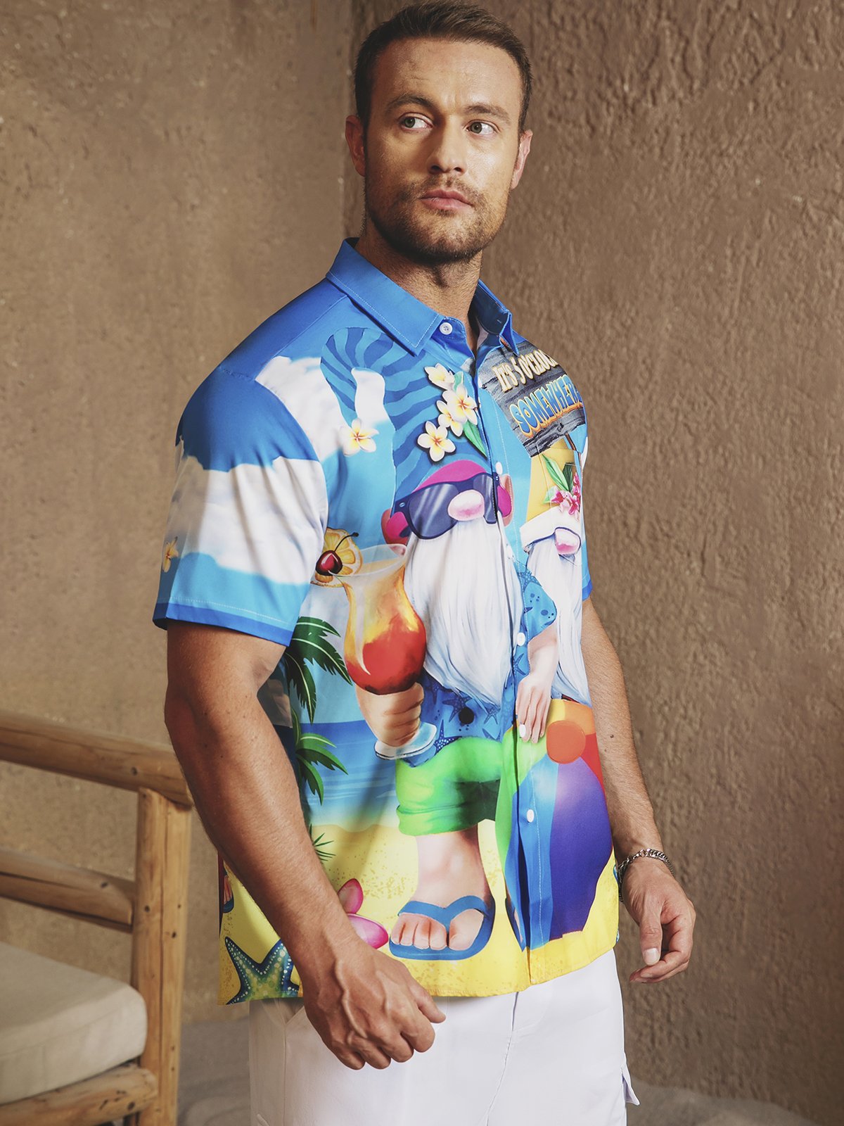 Hardaddy Gnomes Chest Pocket Short Sleeve Hawaiian Shirt