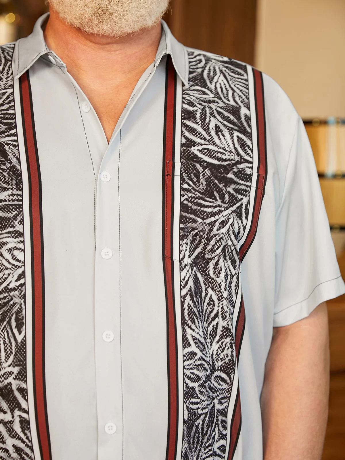 Hardaddy Big Size Textured Chest Pocket Short Sleeve Bowling Shirt