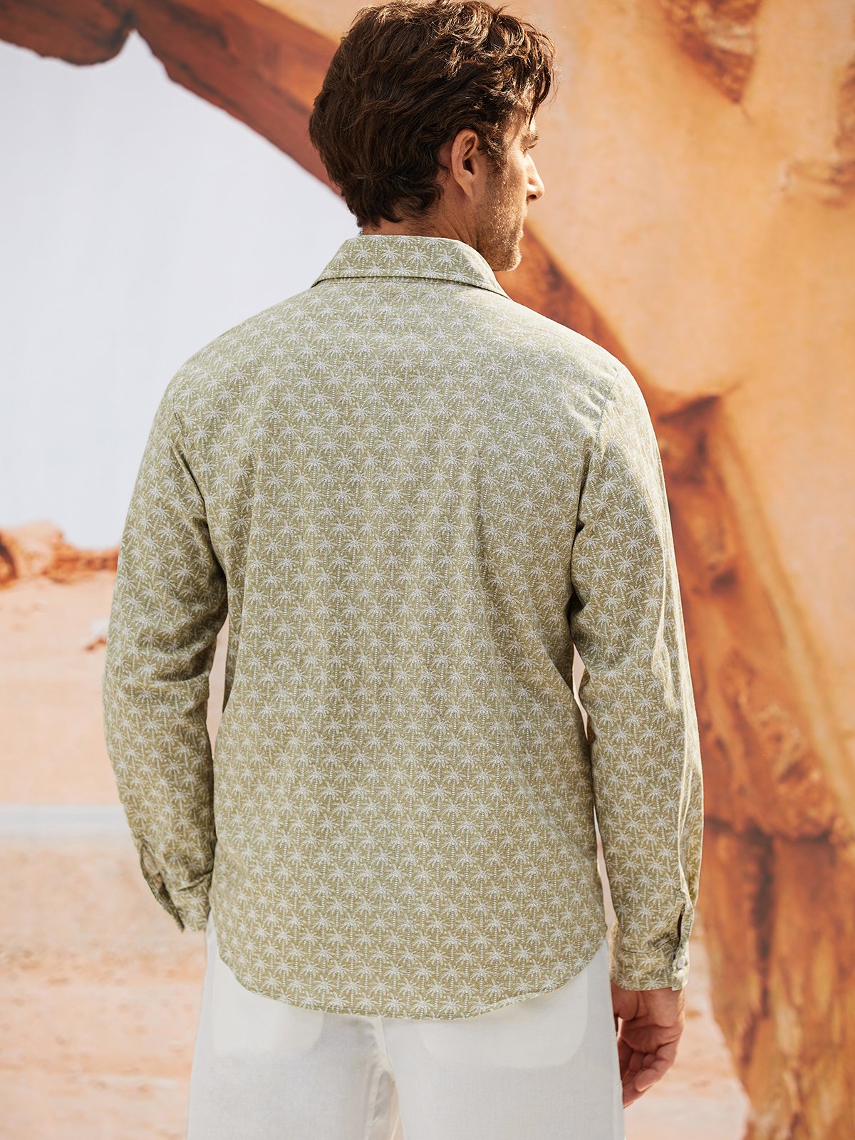 Hardaddy® Cotton Palm Tree Long Sleeve Resort Shirt