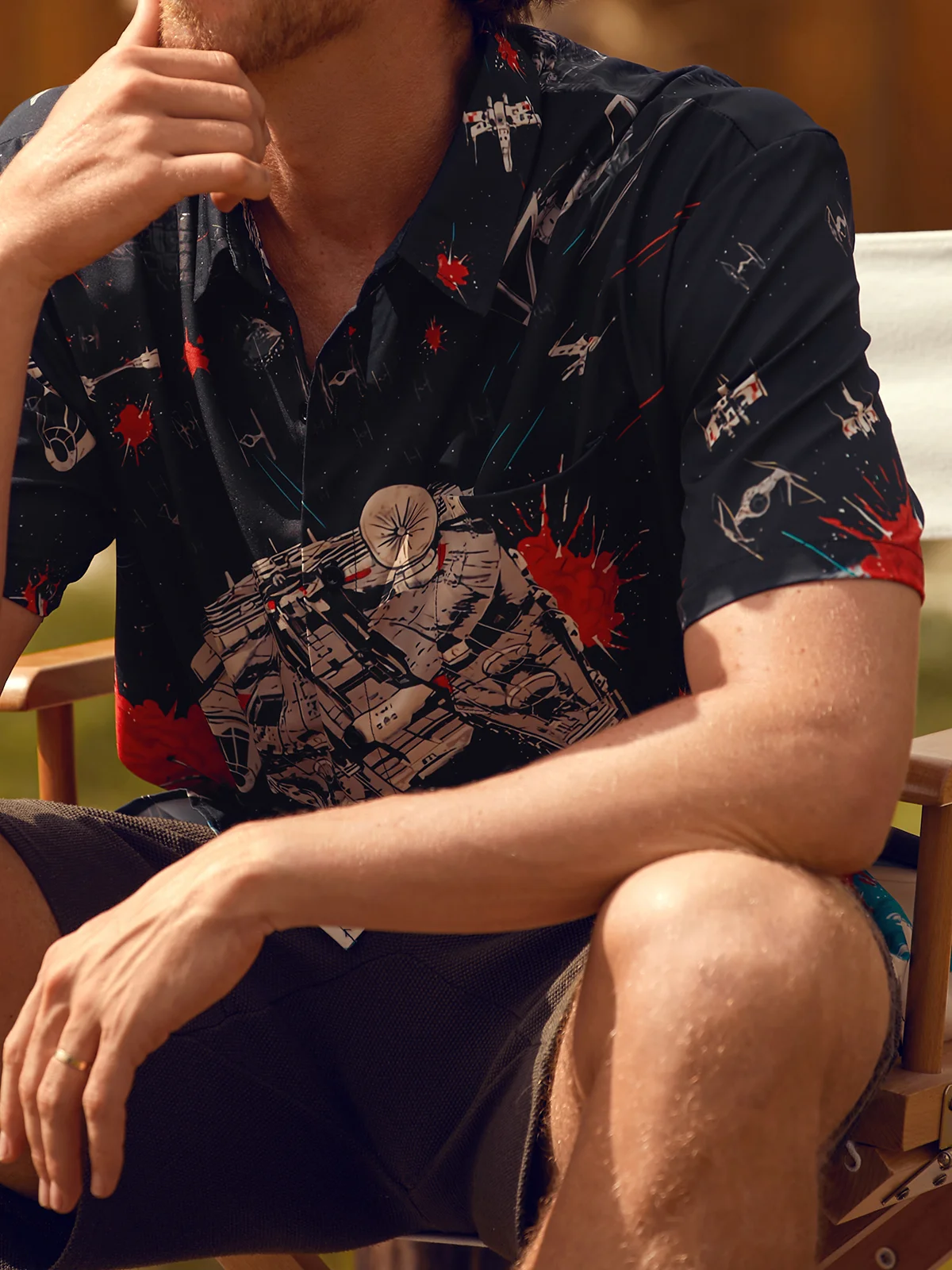 Hardaddy Spaceship Chest Pocket Short Sleeve Shirt