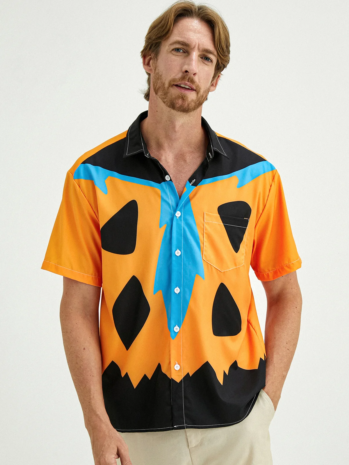 Creative Chest Pocket Short Sleeve Casual Shirt