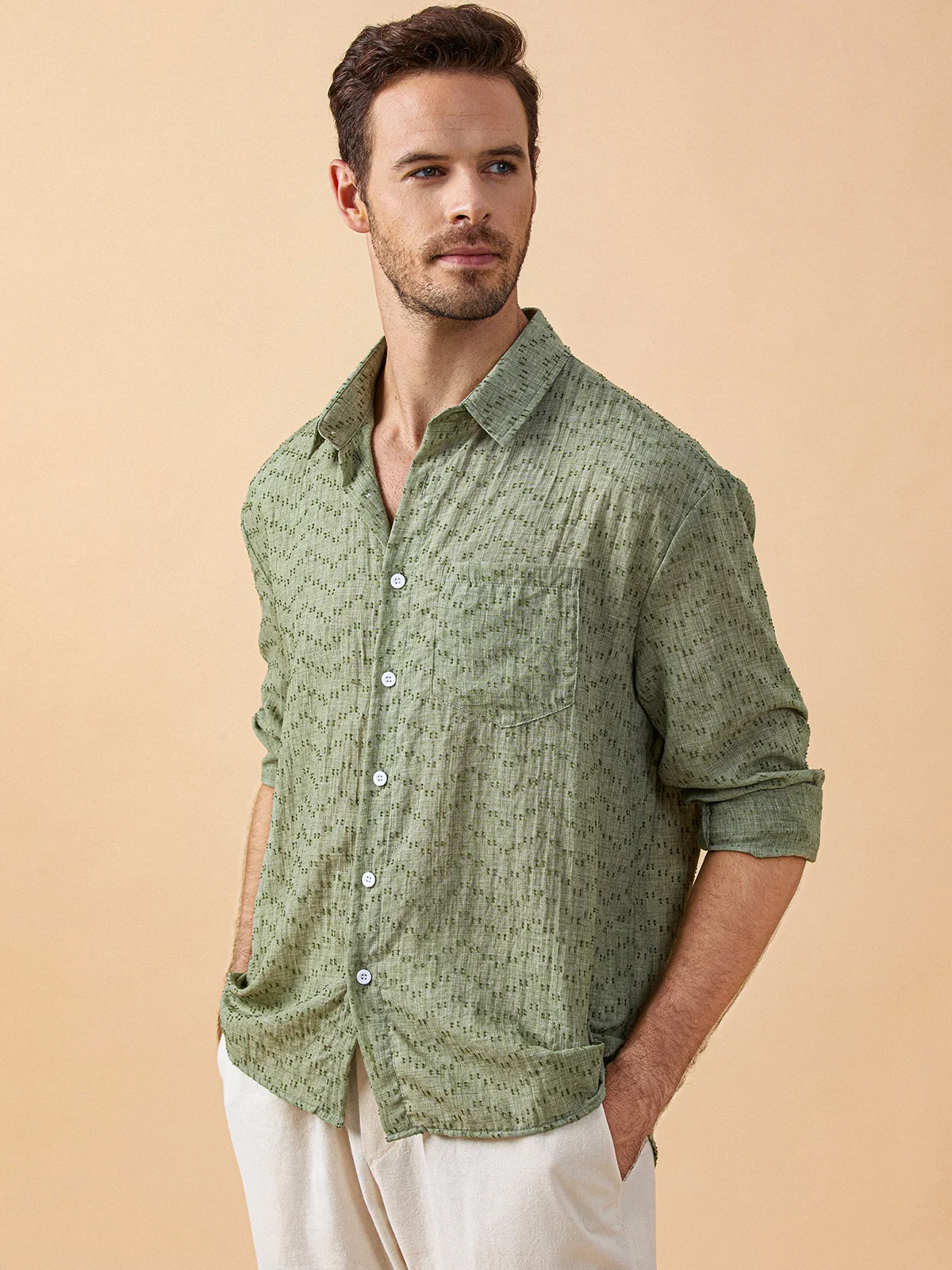 Hardaddy Cotton Chest Pocket Long Sleeve Casual Shirt