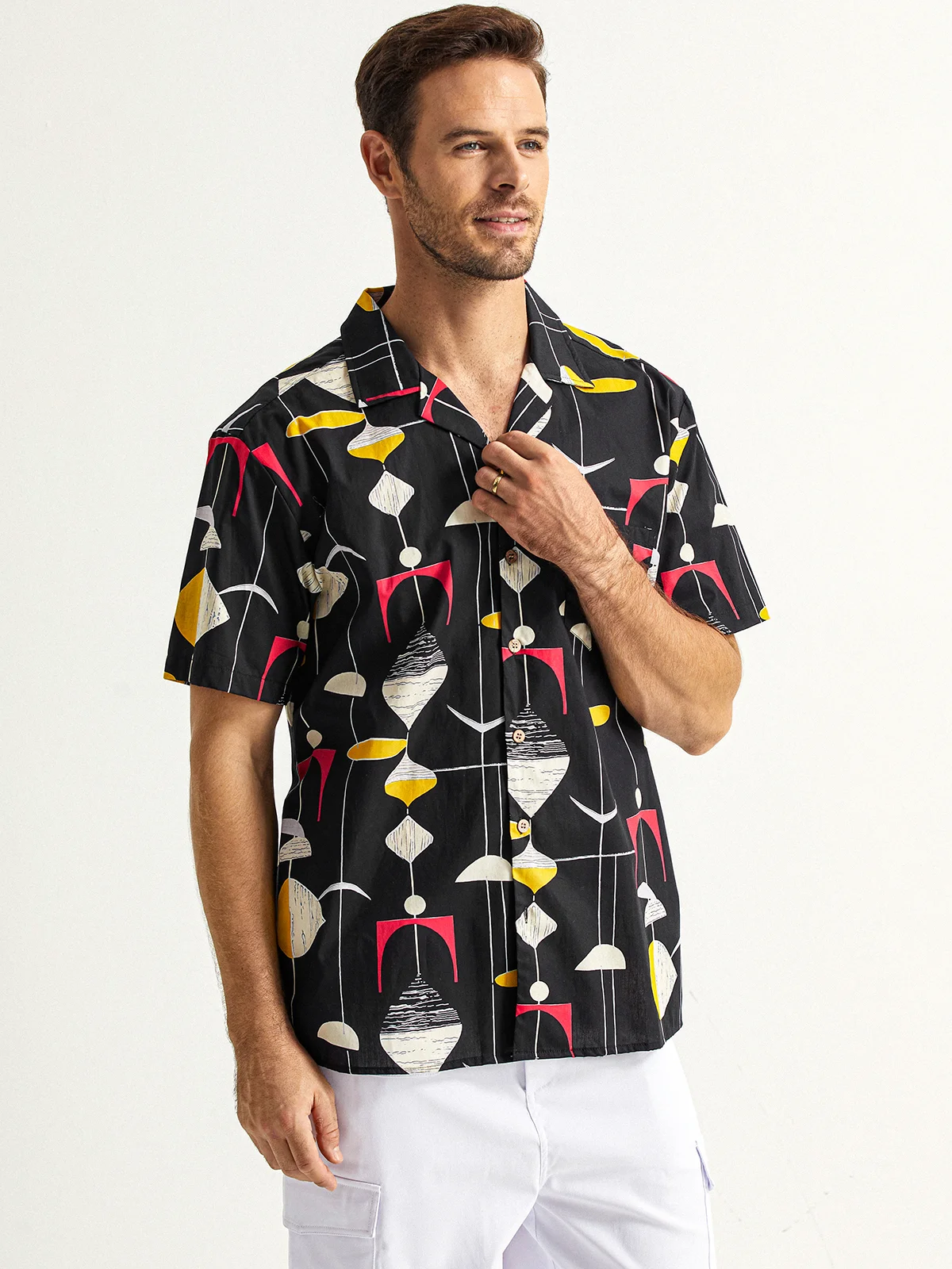 Hardaddy® Cotton Mid-Century Geo Pattern Aloha Shirt
