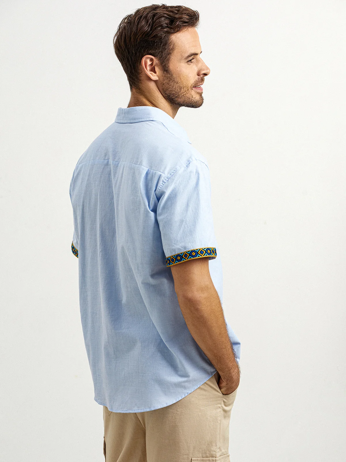 Hardaddy Cotton Geometric Contrast Resort Shirt