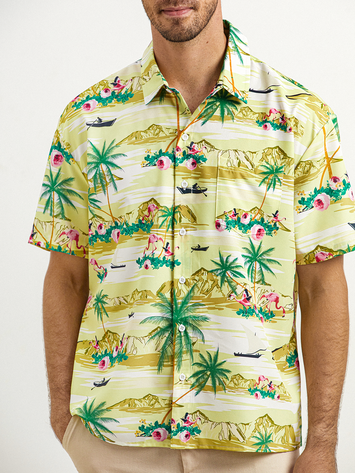 Coconut Tree Chest Pocket Short Sleeve Hawaiian Shirt Hardaddy