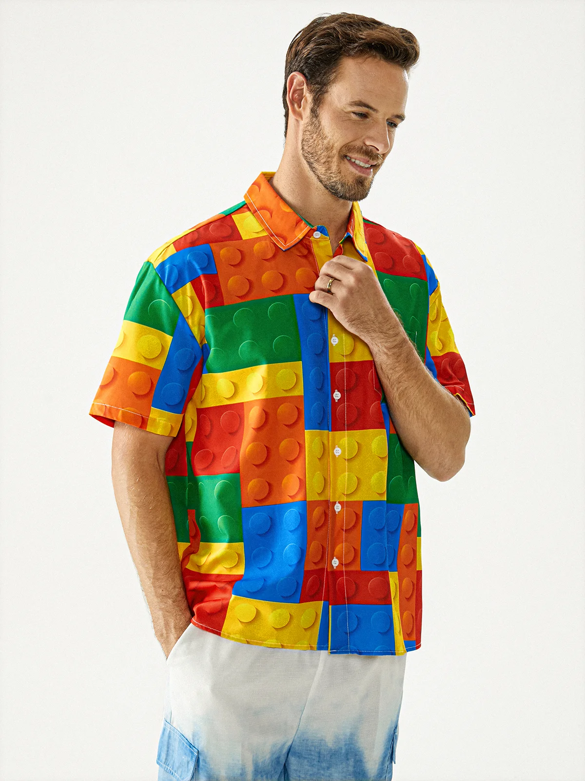 Hardaddy Minifigures Chest Pocket Short Sleeve Casual Shirt