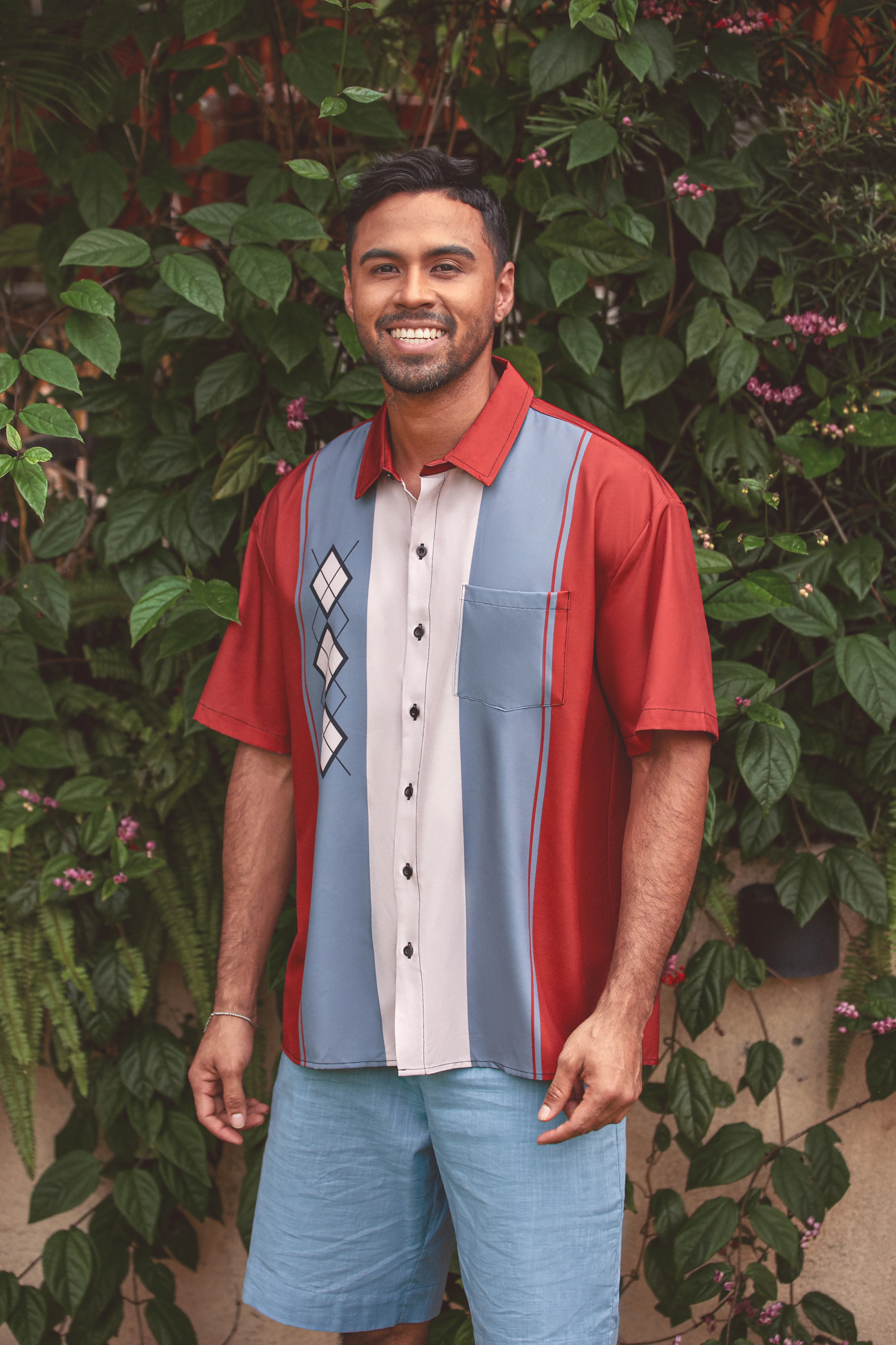 Hardaddy Geometric Art Chest Pocket Short Sleeve Casual Shirt
