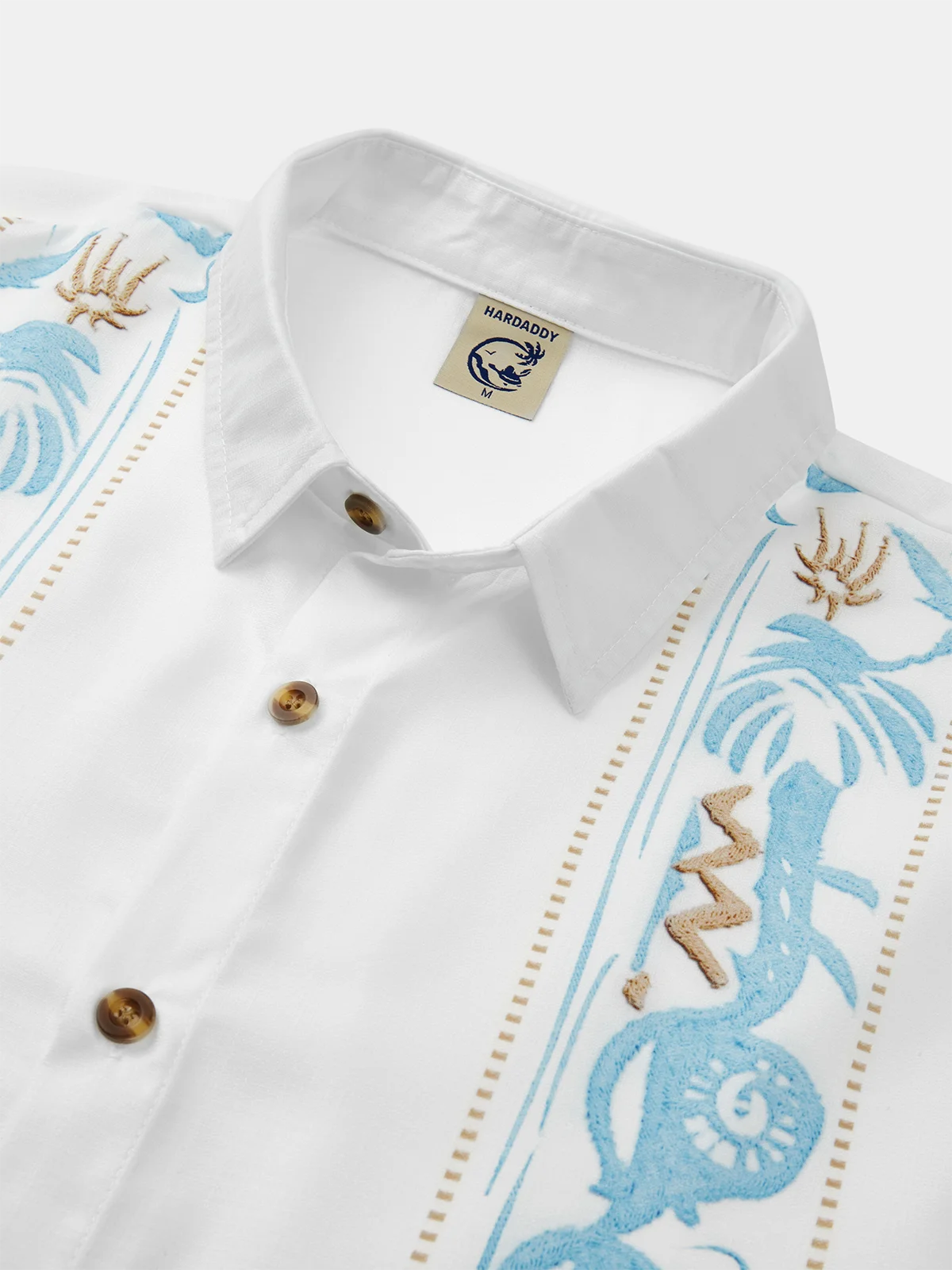 Hardaddy Striped Sea Animals Long Sleeve Guayabera Shirt