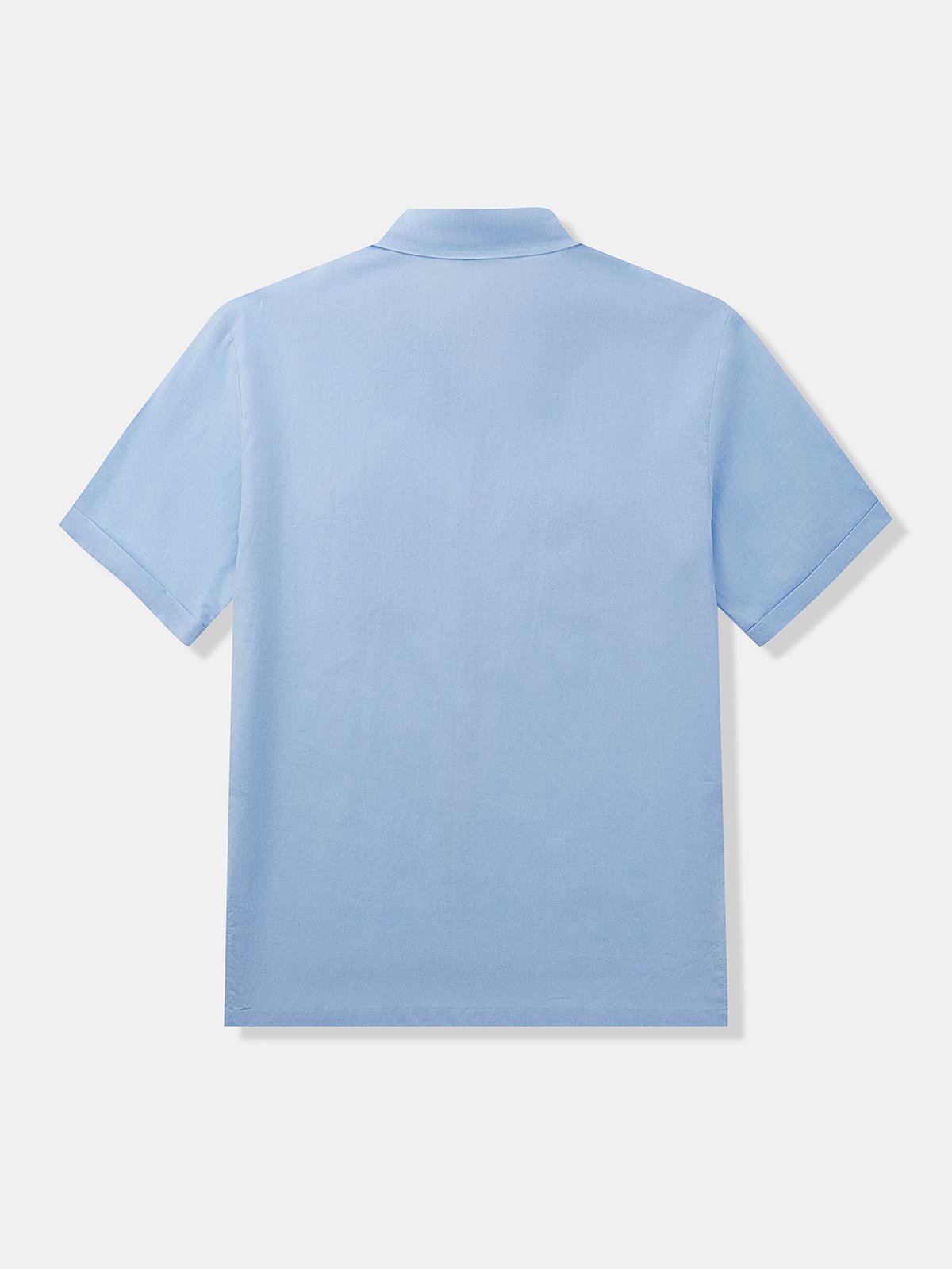 Hardaddy Cotton Plain Box Pleated Short Sleeve Casual Shirt