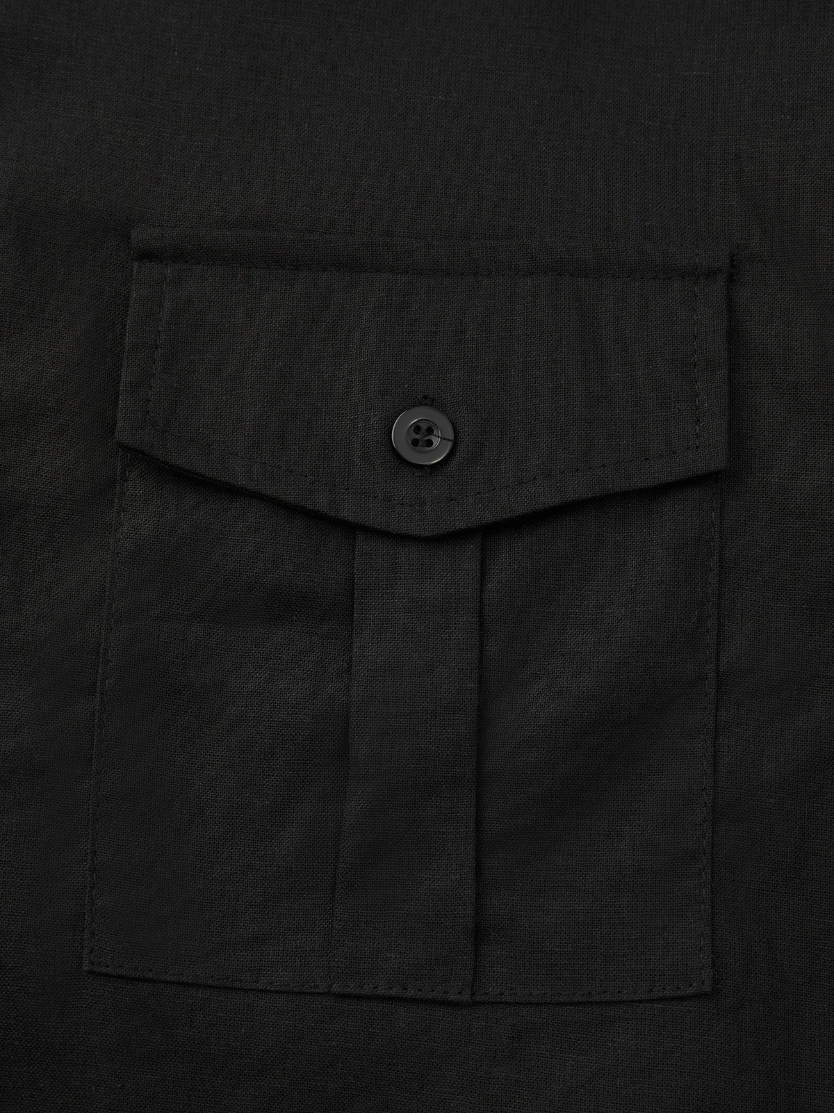 Hardaddy Cotton Plain Flap Pockets Long Sleeve Casual Shirt