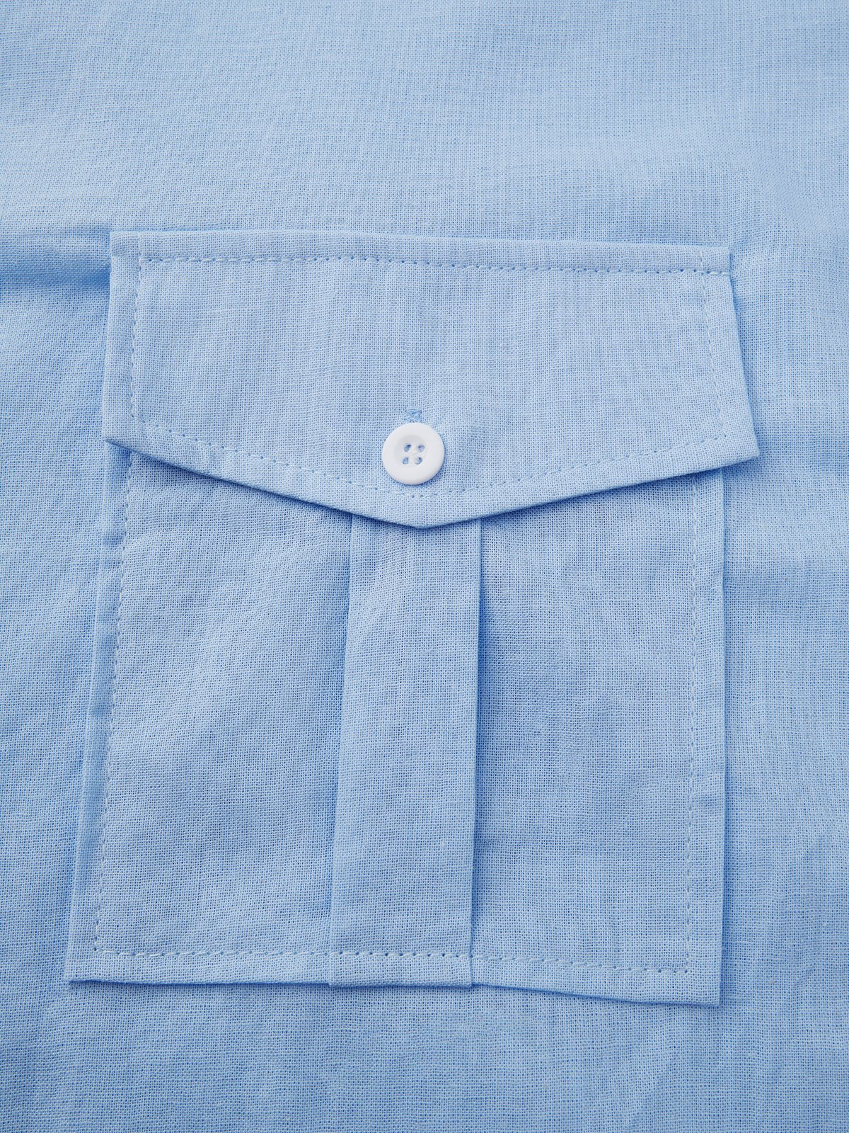Hardaddy Cotton Plain Box Pleated Short Sleeve Casual Shirt