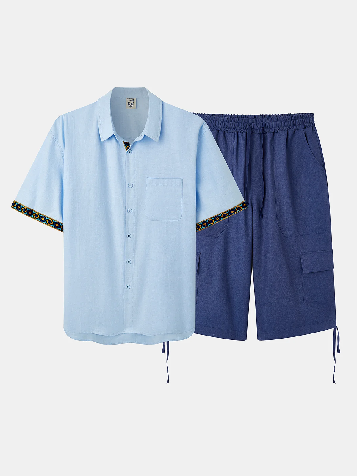 Hardaddy Cotton Geometric Contrast Resort Shirt