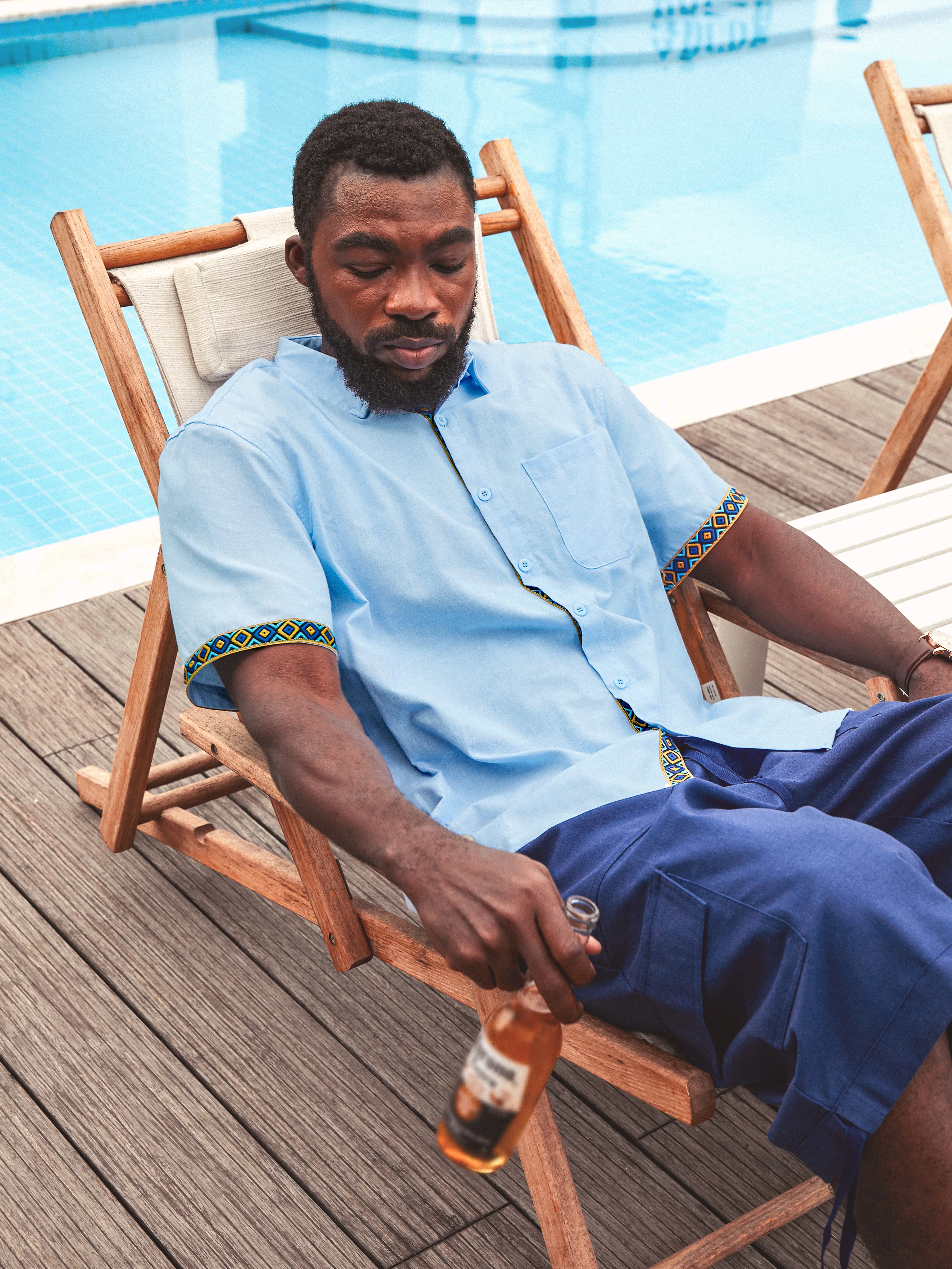 Hardaddy Cotton Geometric Contrast Resort Shirt