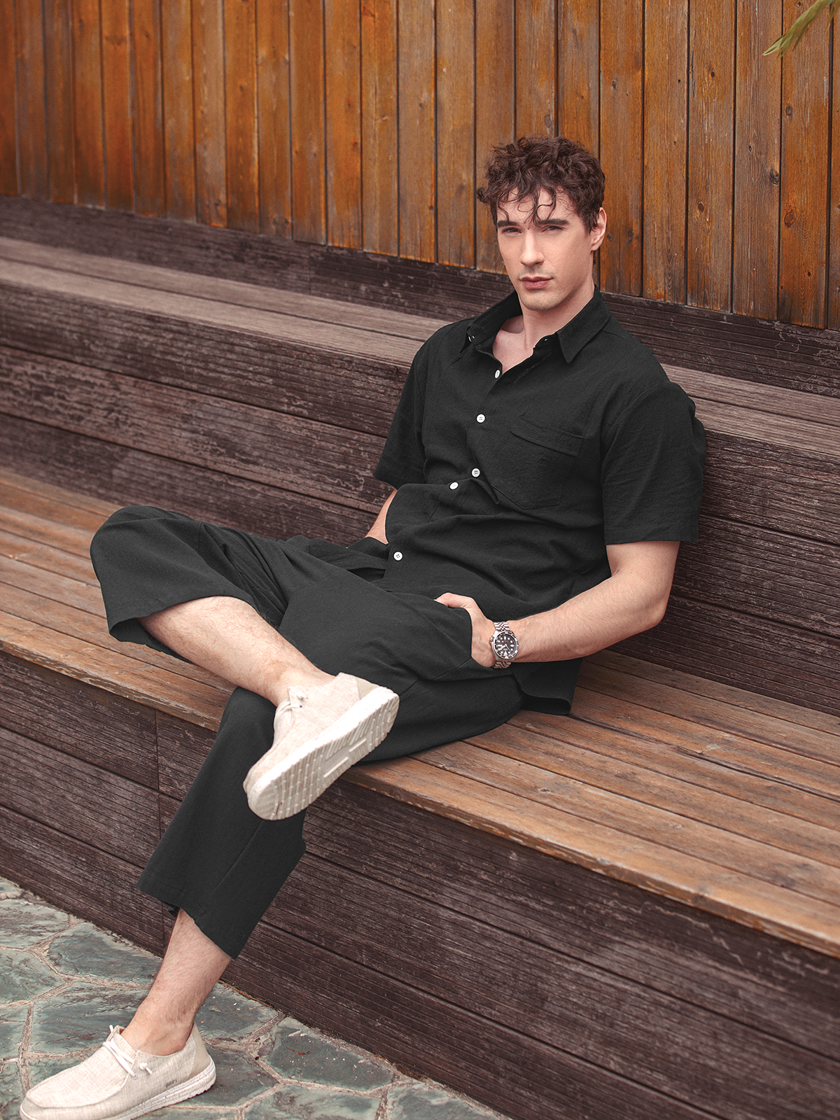 Cotton Elastic-Waist Pants