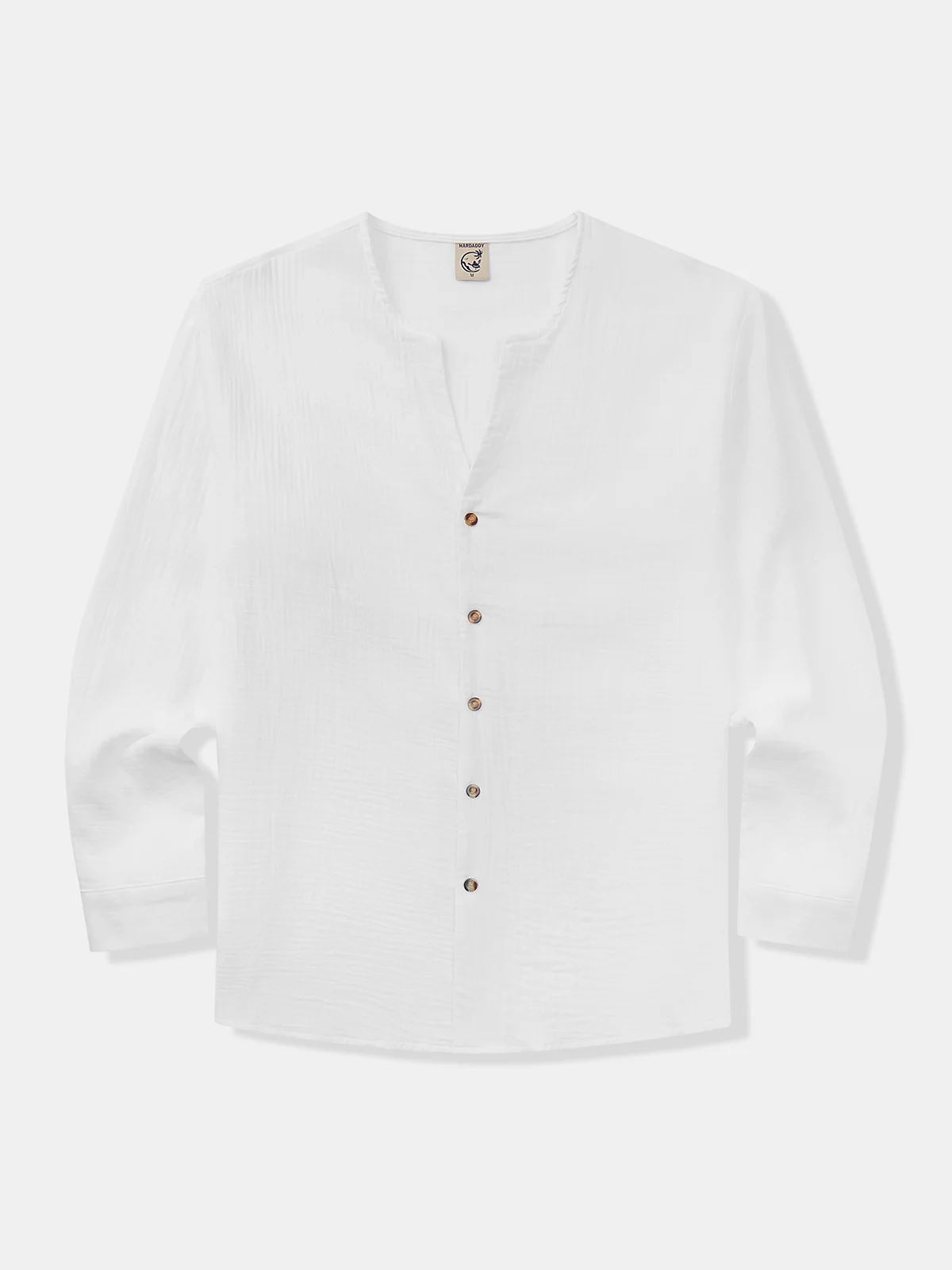 Hardaddy Cotton Plain Long Sleeves Notch Neck Casual Shirt