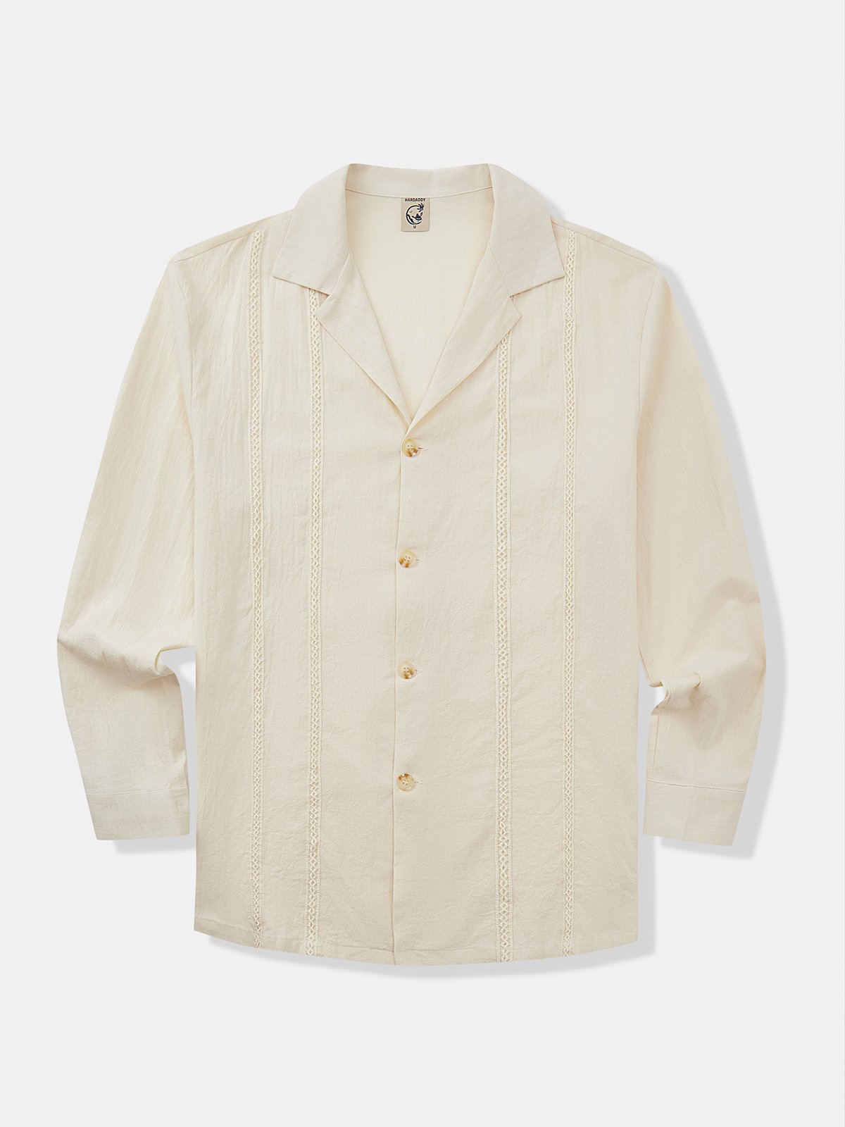 Hardaddy Cotton Plain Long Sleeve Casual  Guayabera Shirt
