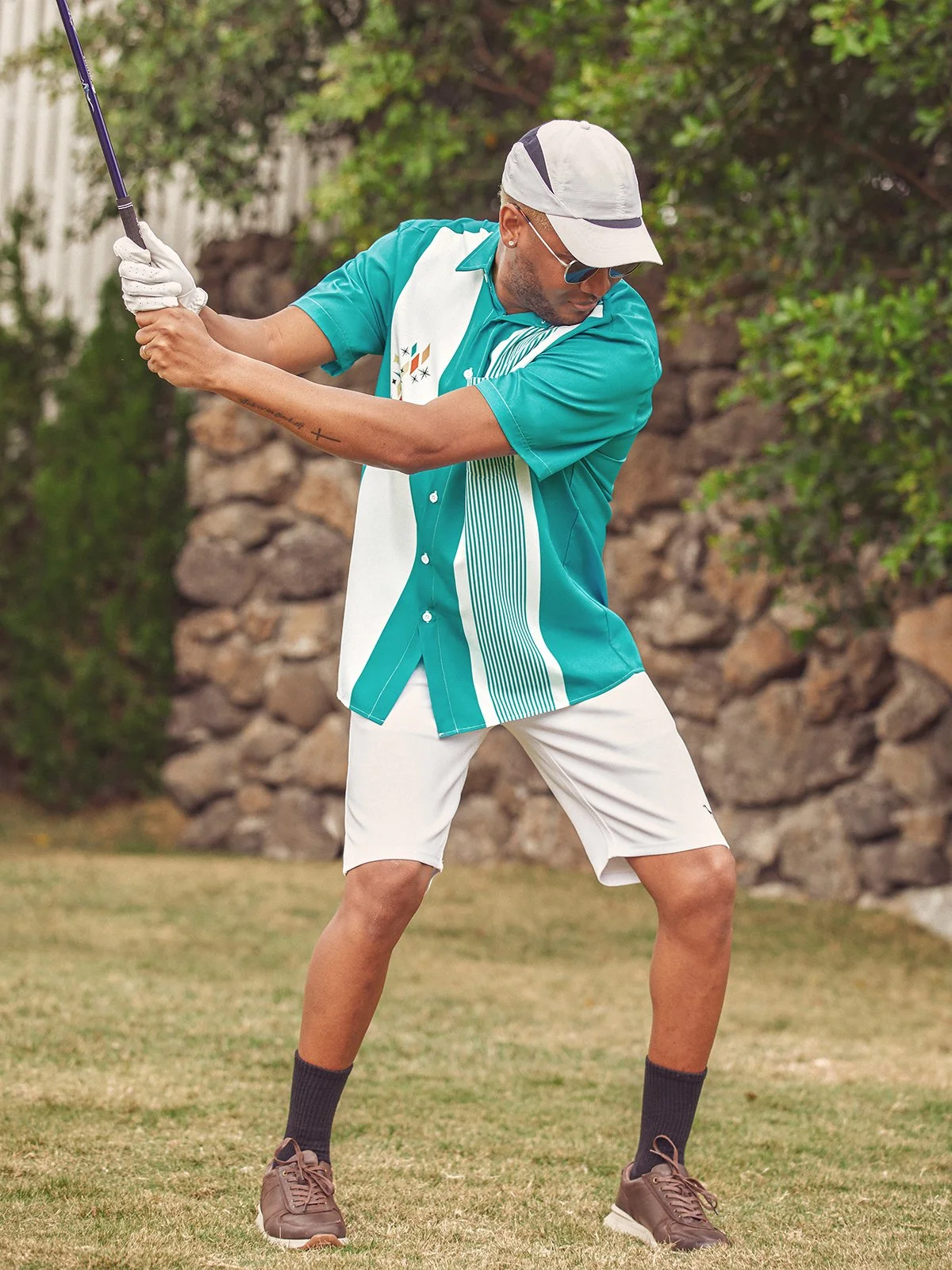 Hardaddy Medieval Geometry Chest Pocket Short Sleeve Bowling Shirt
