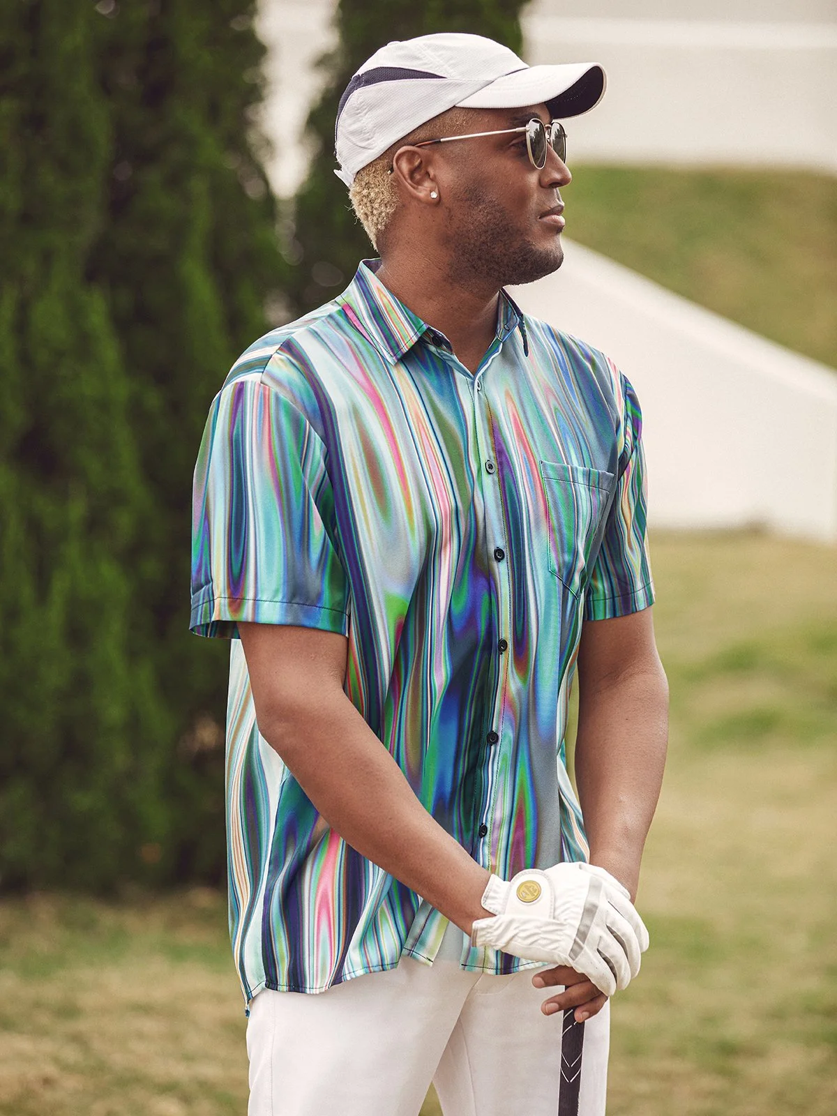 Hardaddy Laser Print Chest Pocket Short Sleeve Casual Shirt