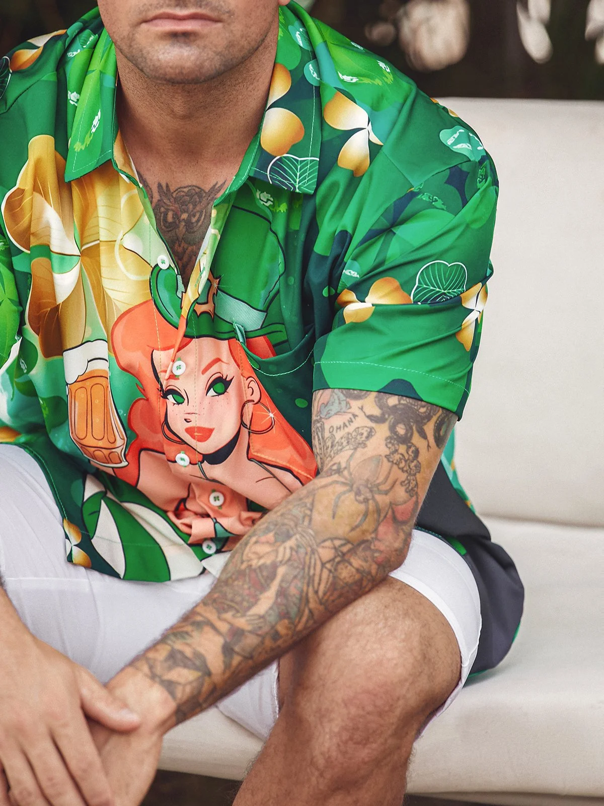 Hawaiian Button Up Shirt For Men Green St. Patrick'S Day Luck By Alice Meow