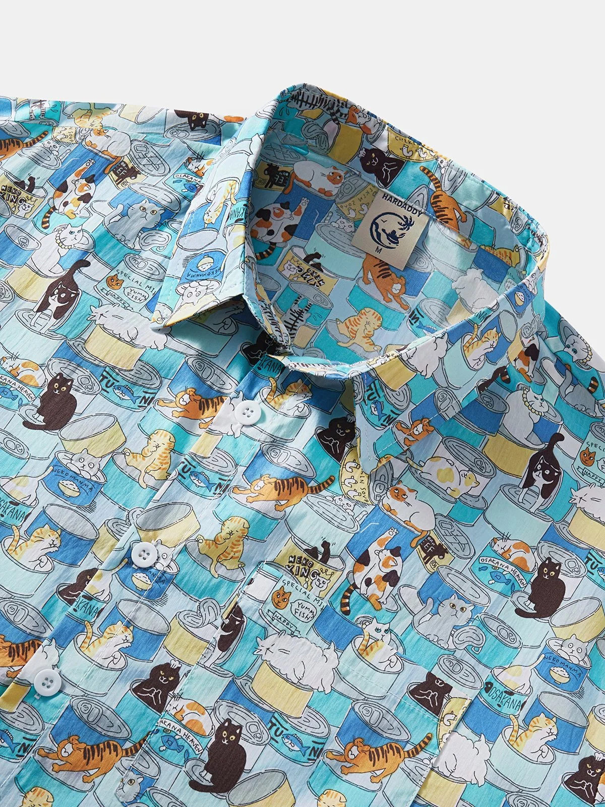 Hardaddy Cotton Cat Chest Pocket Short Sleeve Casual Shirt