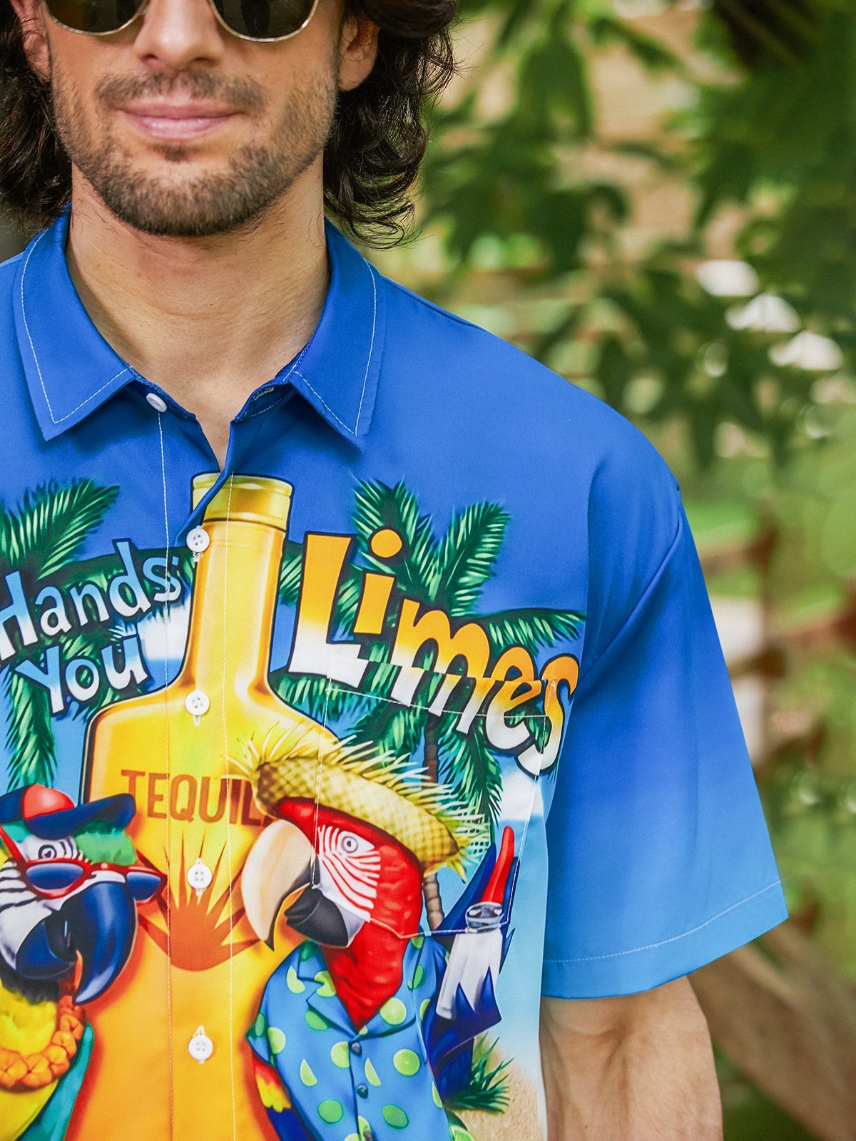 Hardaddy When Life Hands You Lines Find Someone With Tequila And Salt Vintage Motivated Quote Parrot Chest Pocket Short Sleeve Hawaiian Botton Down Shirt