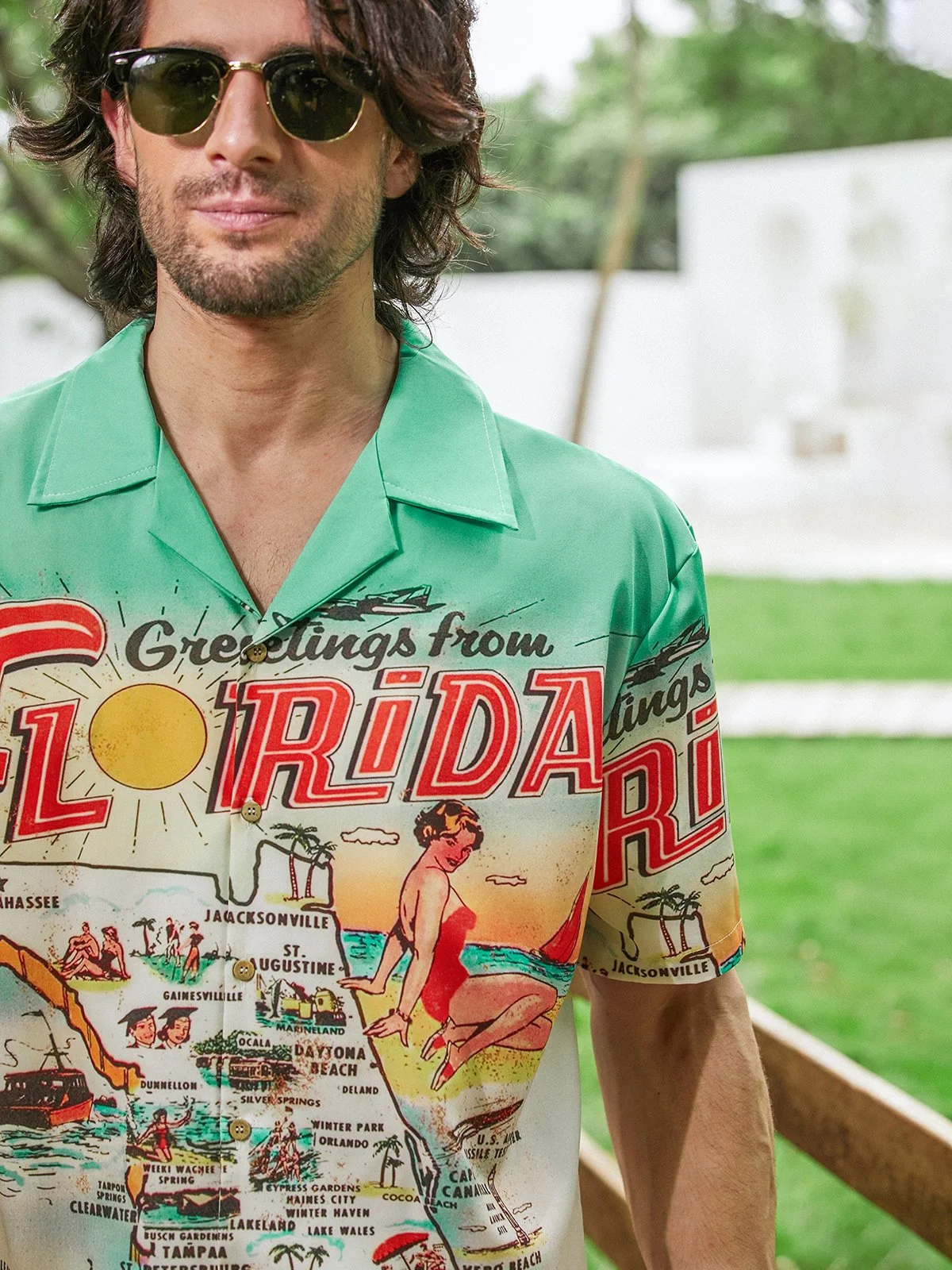 Hardaddy Moisture-wicking Vacation Map Chest Pocket Hawaiian Shirt