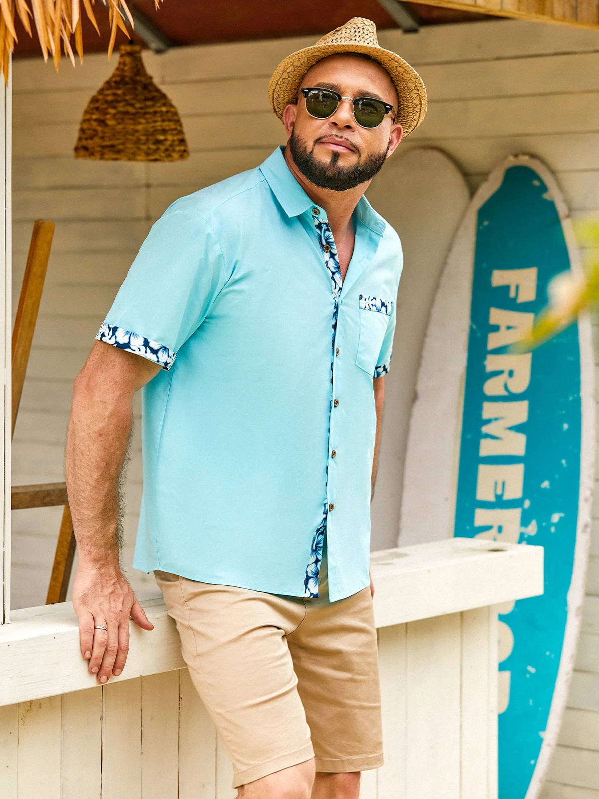 Hardaddy Cotton Patchwork Botanical Floral Print Casual Shirt