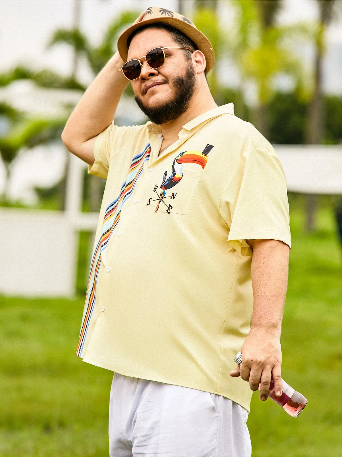 Hardaddy Moisture-Wicking Breathable Toucan Chest Pocket Bowling Shirt