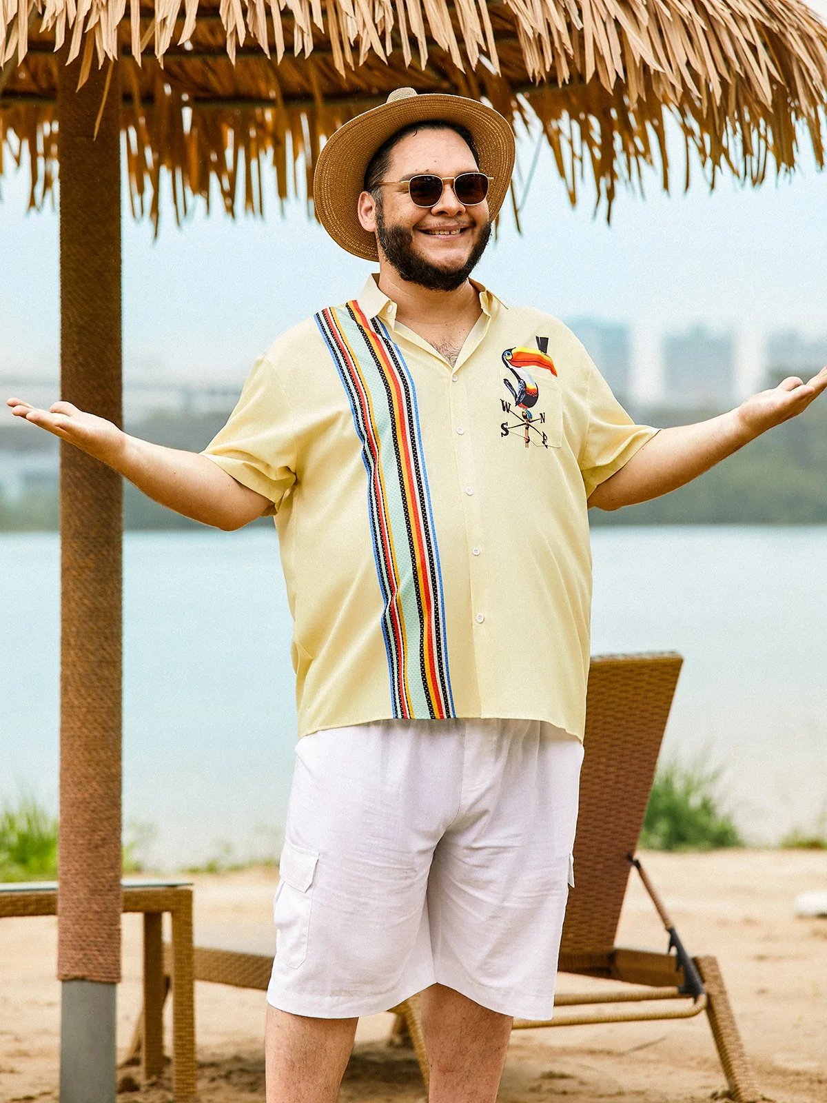 Hardaddy Moisture-Wicking Breathable Toucan Chest Pocket Bowling Shirt