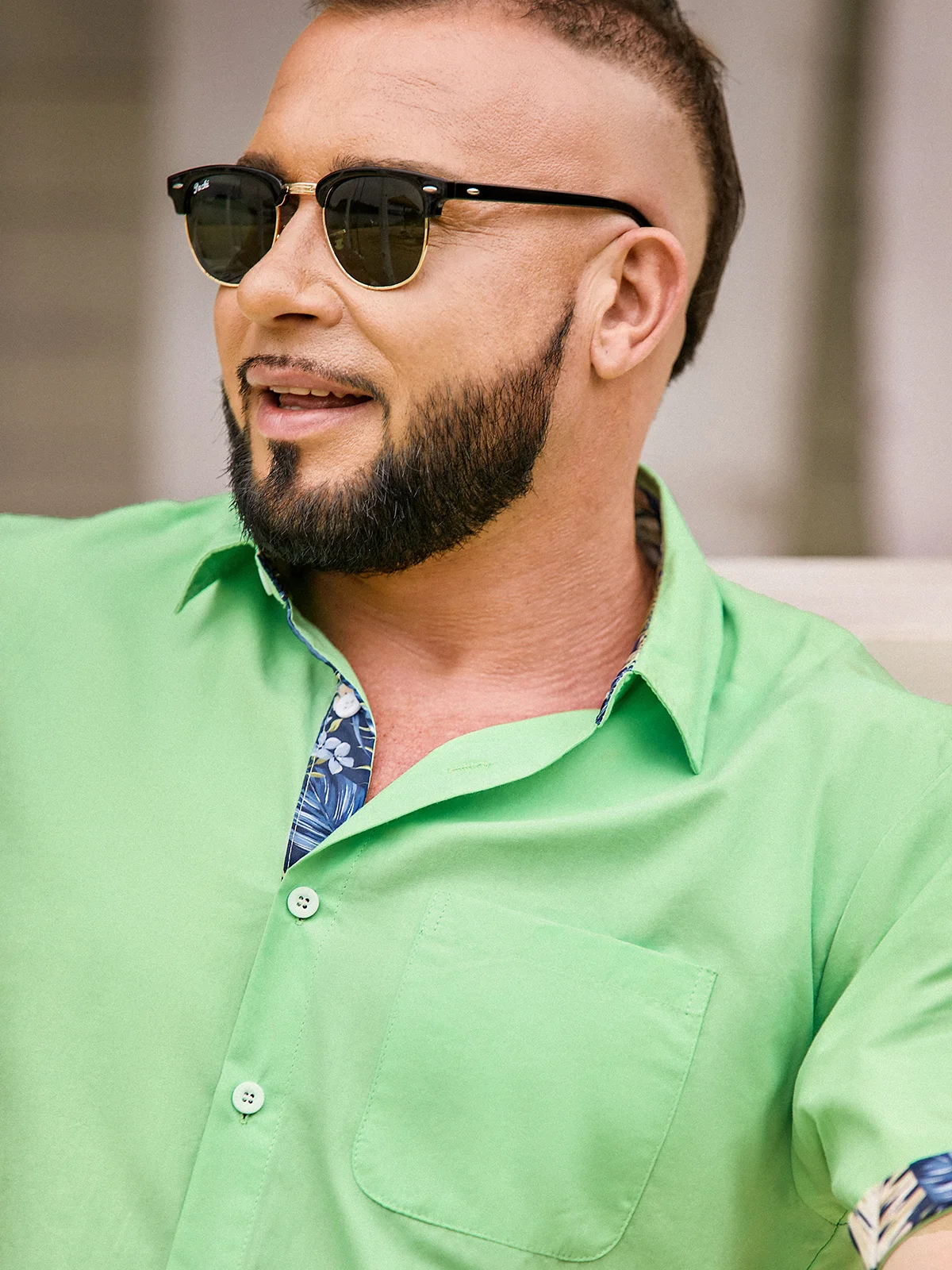 Hardaddy Cotton Patchwork Tropical Floral Casual Shirt
