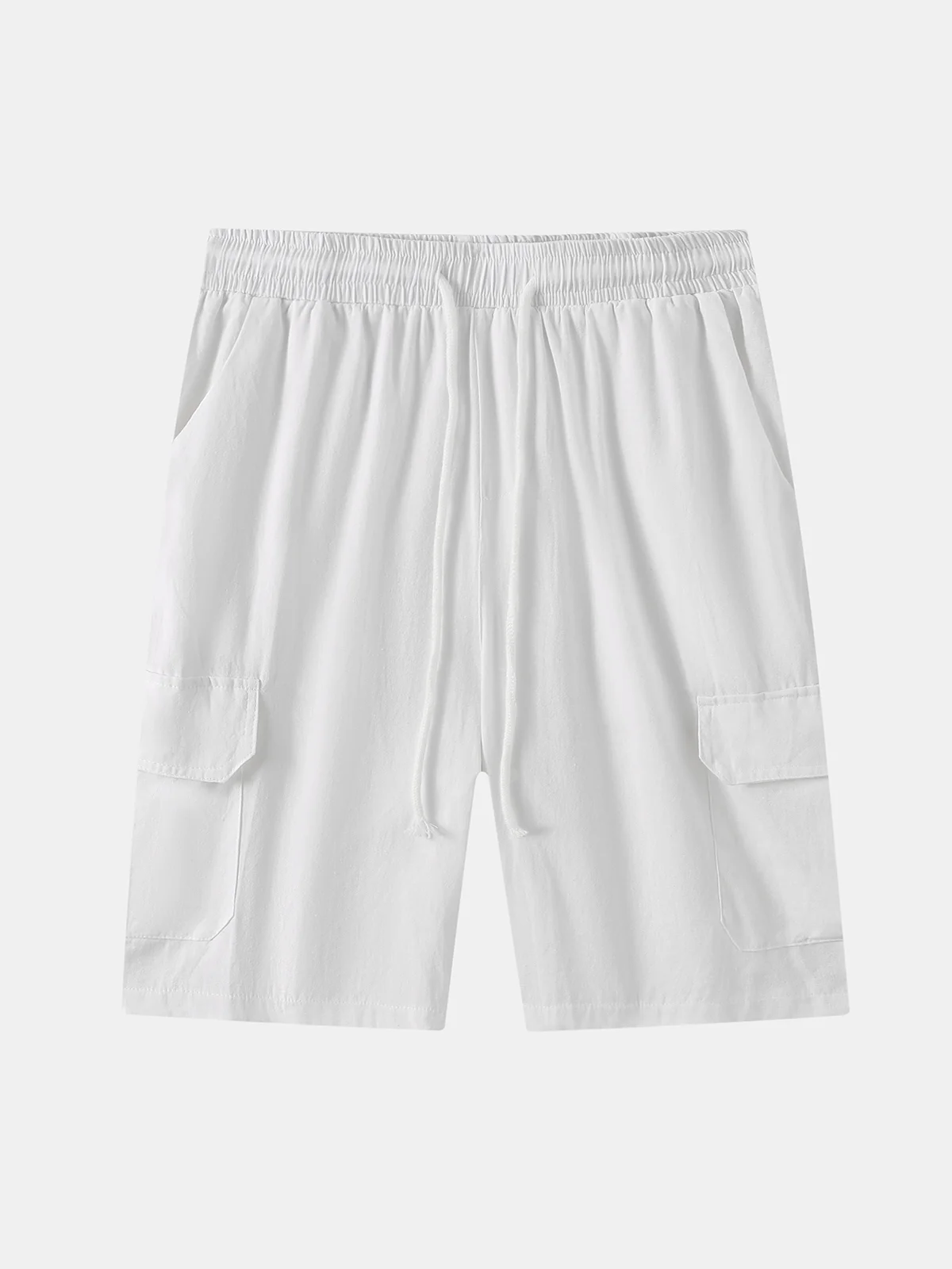 Hardaddy Men's Linen Shorts Multi-Pocket Tie Cargo Pants