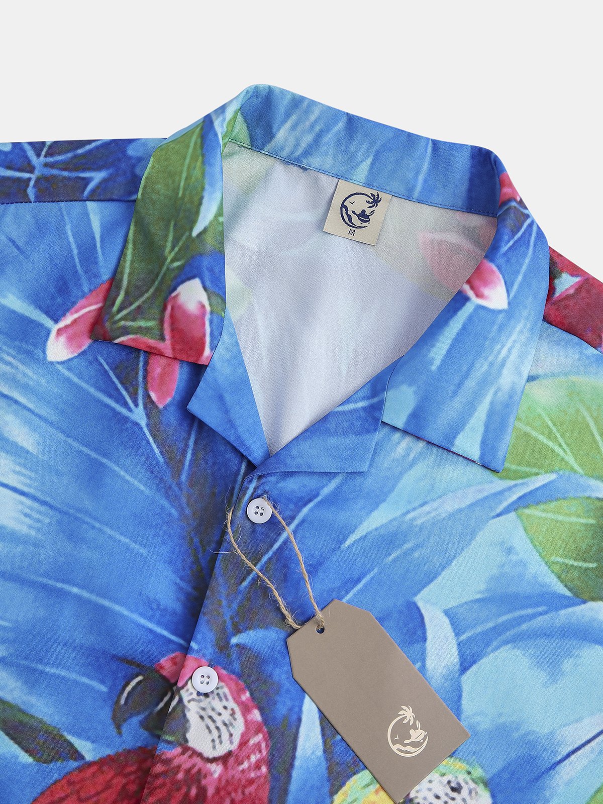 Hardaddy Mens Fancy Hawaiian Floral Parrots Print Casual Short Sleeve Aloha Shirt