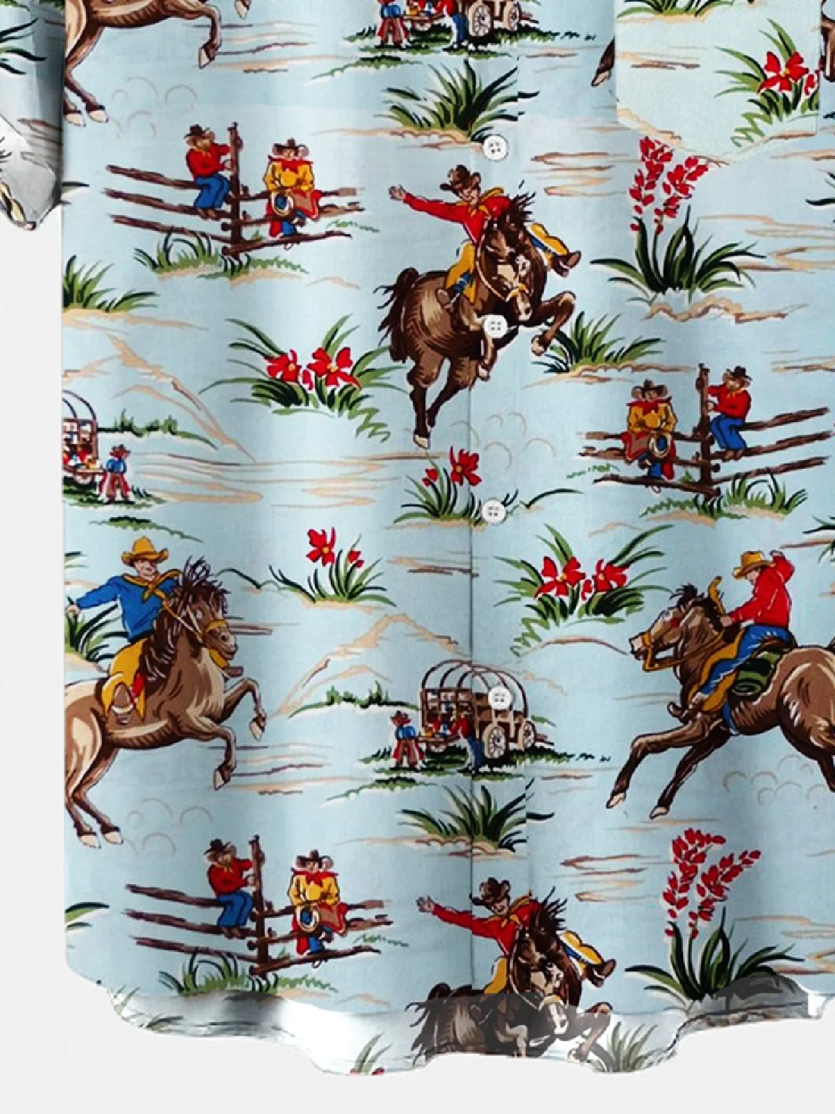 Men's Kentucky Derby Retro Cowboy Horse Style Lover Pocket Equestrian Casual Loose Comfortable Shirt