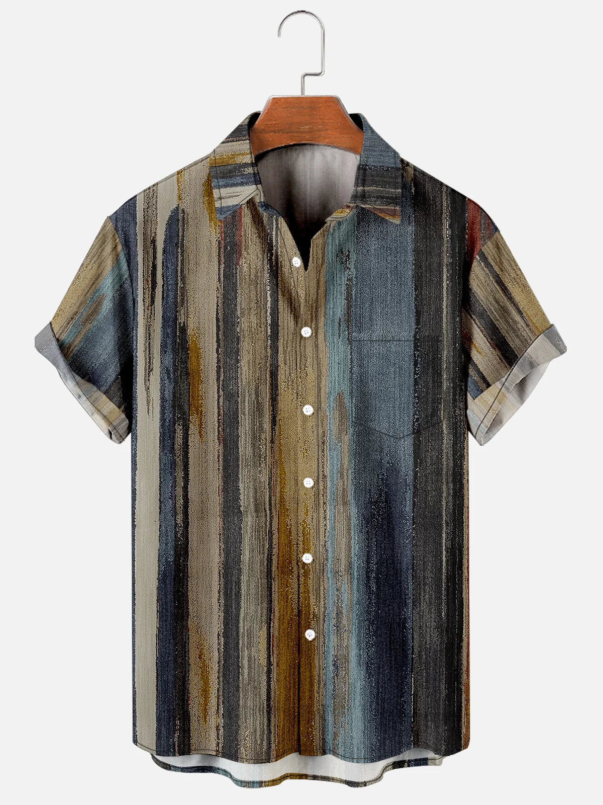 Hardaddy Shirts For Father Leisure Vacation Abstract Gradient Geometric Pattern Hawaiian Style Printed Shirt Top