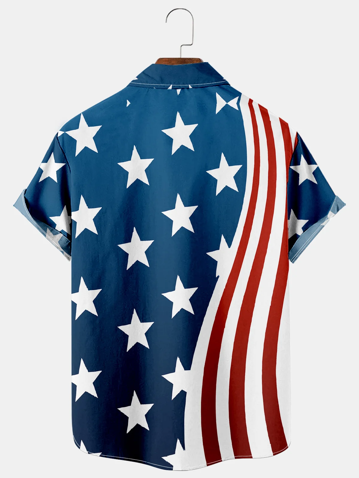 Hardaddy Mens American Flag Casual Breathable Chest Pocket Short Sleeve Hawaiian Shirt