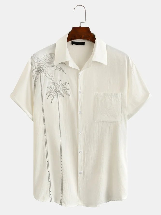 Hardaddy Casual Style Hawaiian Plant Coconut Tree Versatile Shirt