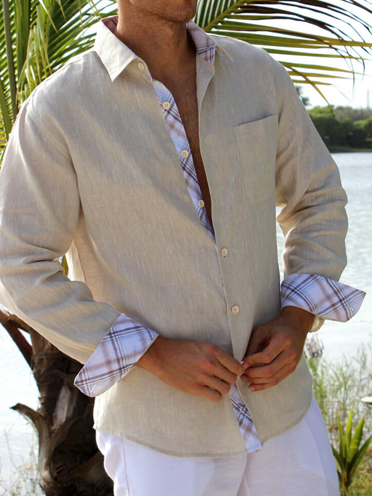 Hardaddy Plaid Panel Chest Pocket Long Sleeve Shirt