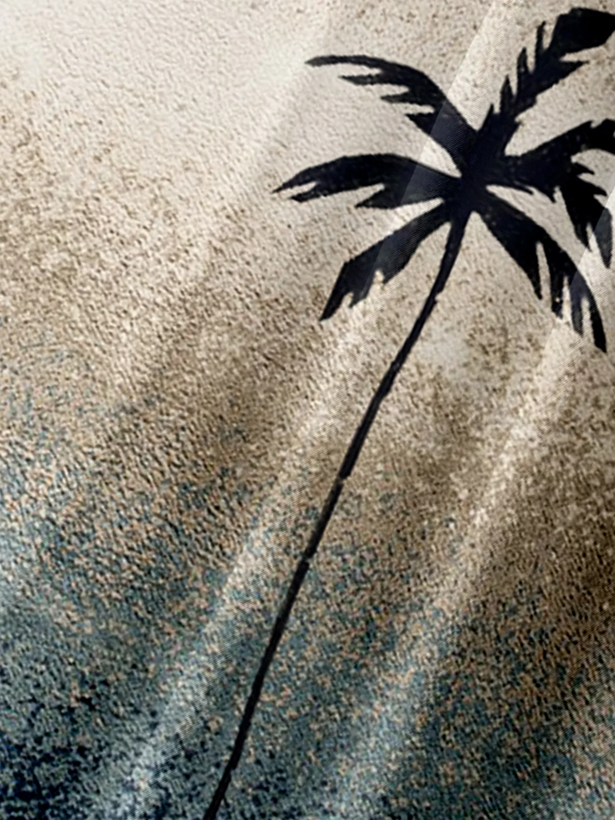 Hardaddy Gradient Texture Coconut Tree Chest Pocket Short Sleeve Casual Shirt