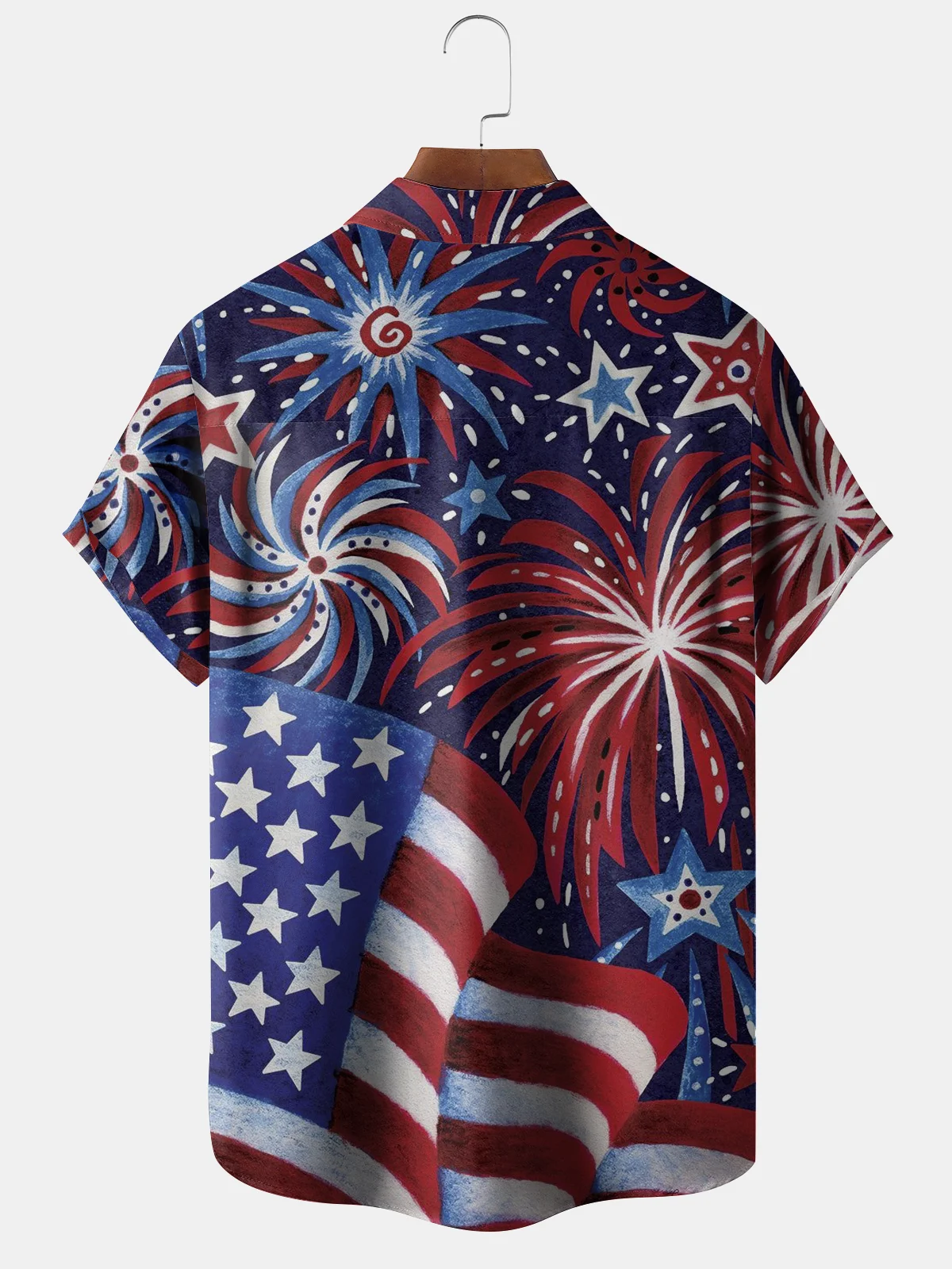 Hardaddy American Flag Chest Pocket Short Sleeve Casual Shirt